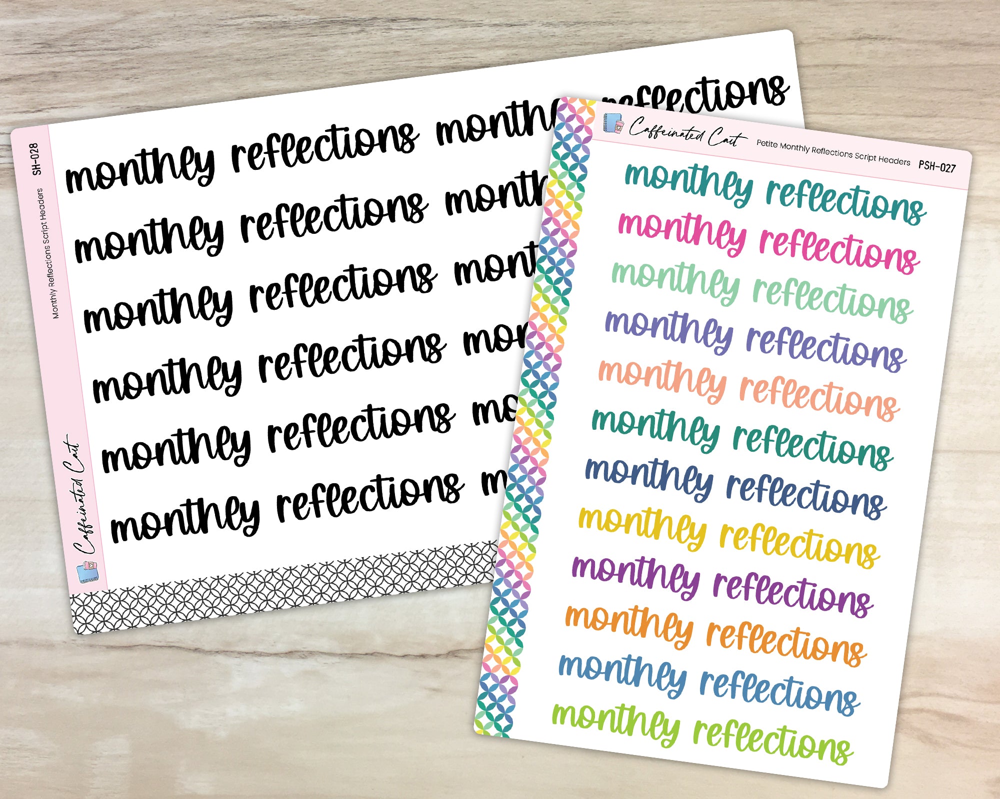 Monthly Reflections Script Header Stickers - Font C