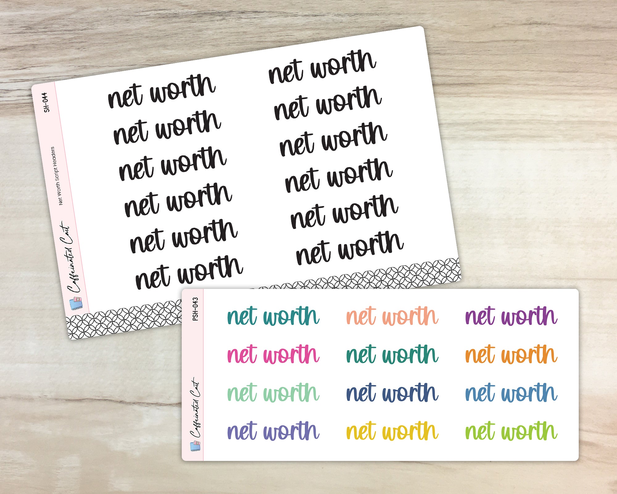 Net Worth Script Header Stickers - Font C