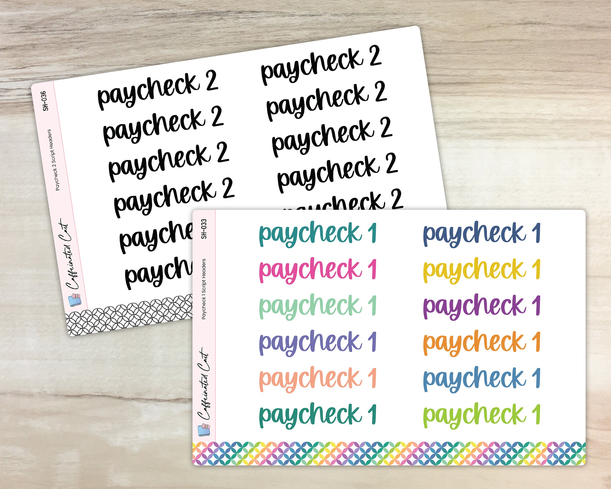 Paycheck Header Stickers - Font C