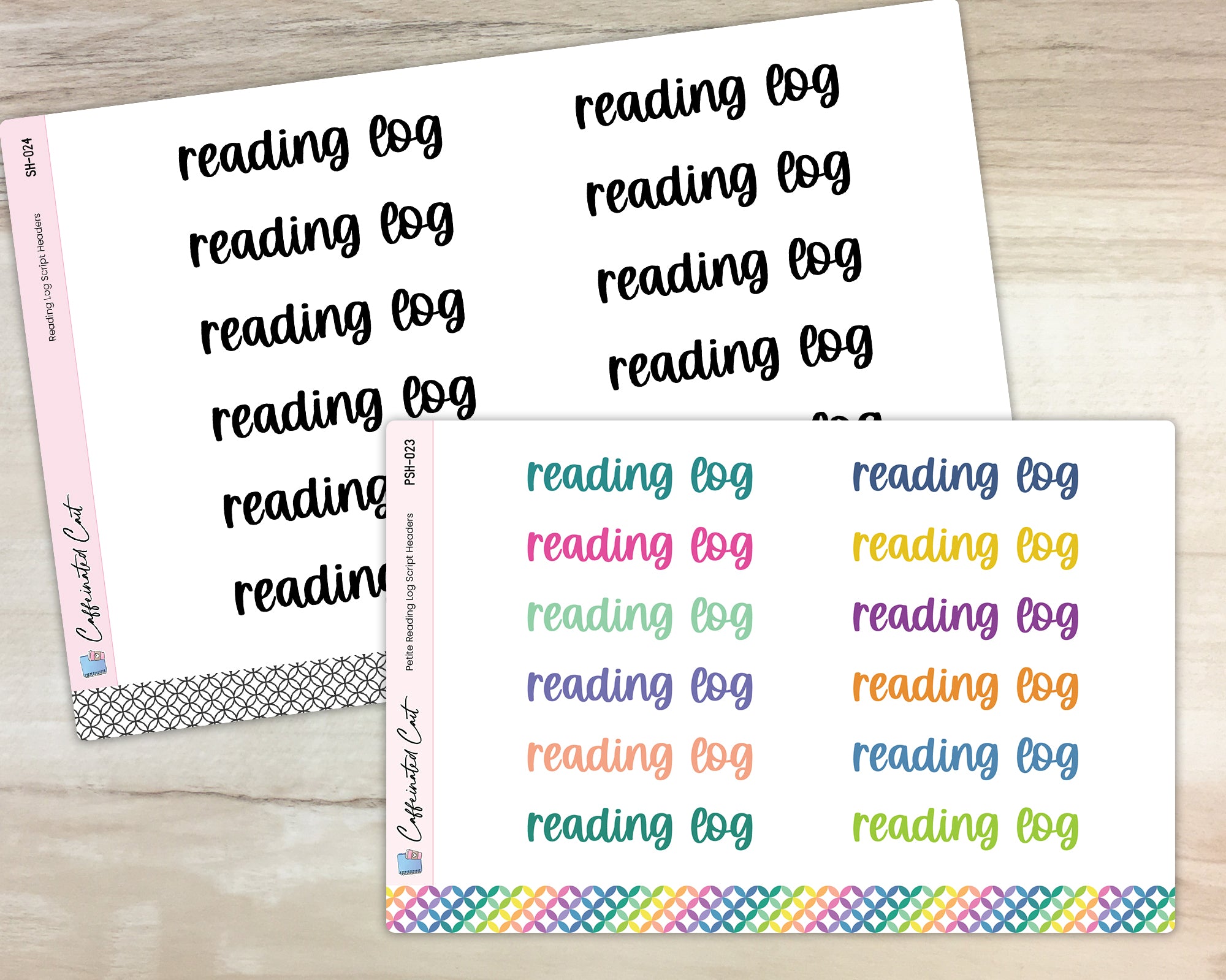 Reading Log Script Header Stickers - Font C