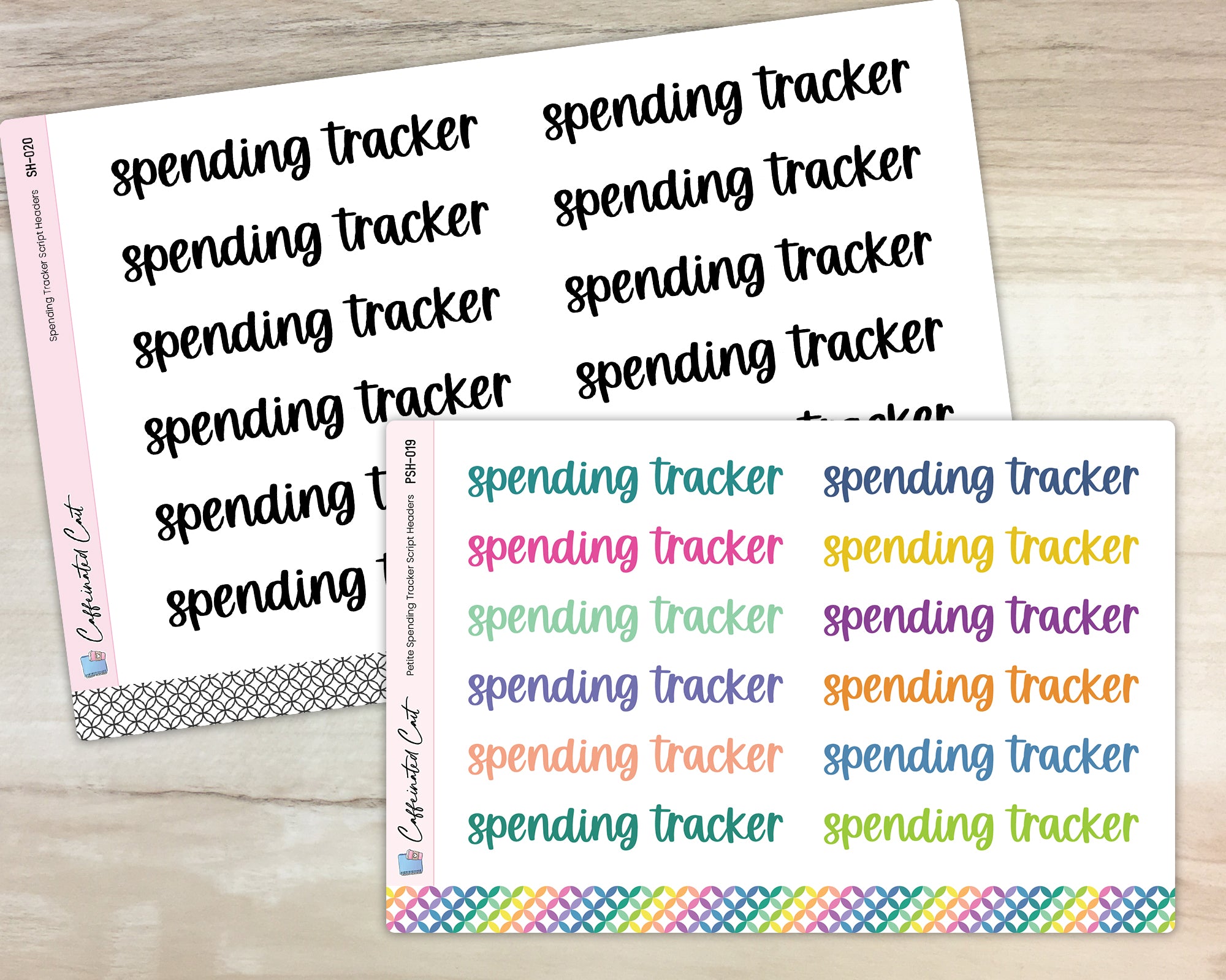 Spending Tracker Script Header Stickers - Font C