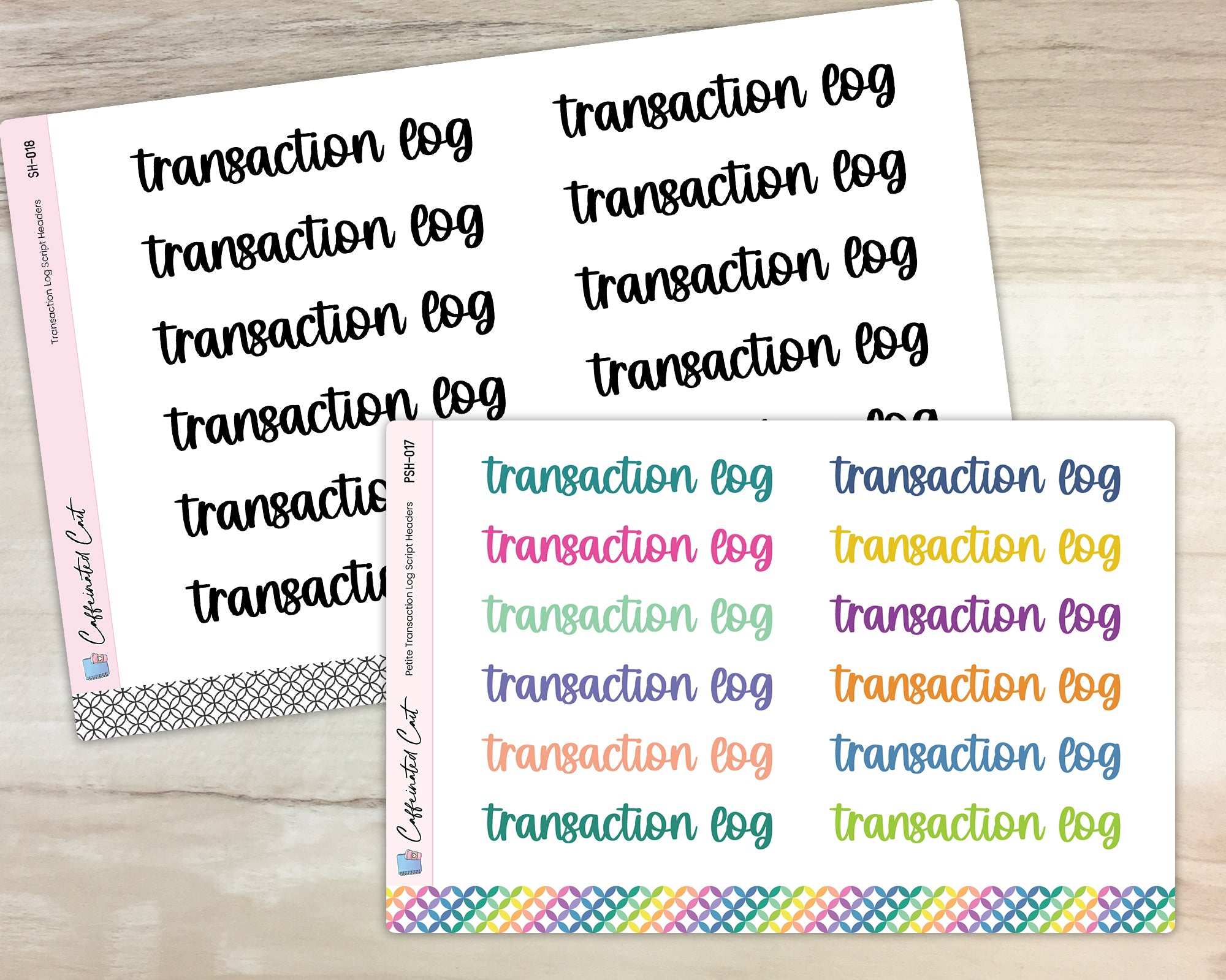 Transaction Log Script Header Stickers - Font C