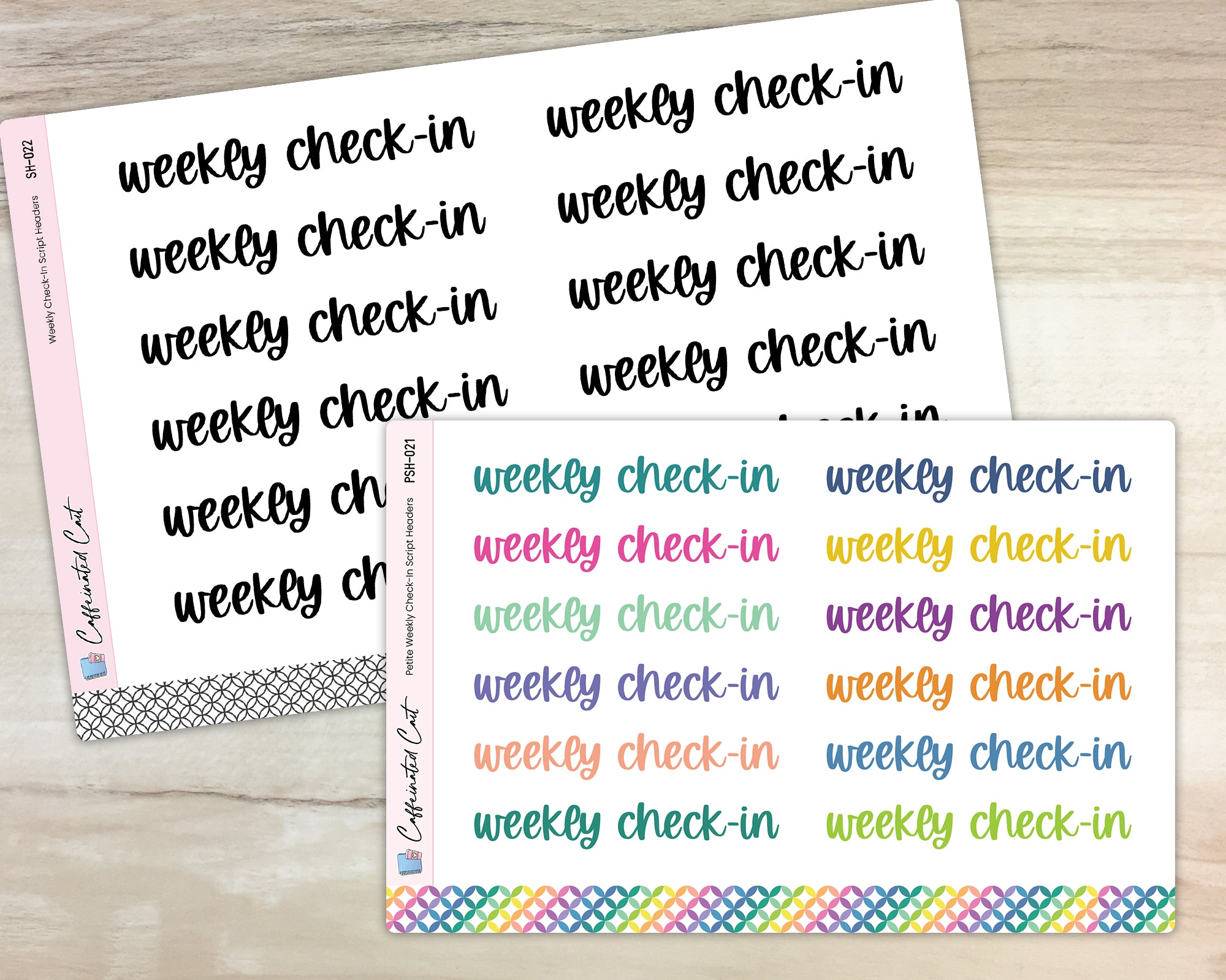 Weekly Check-In Script Header Stickers - Font C