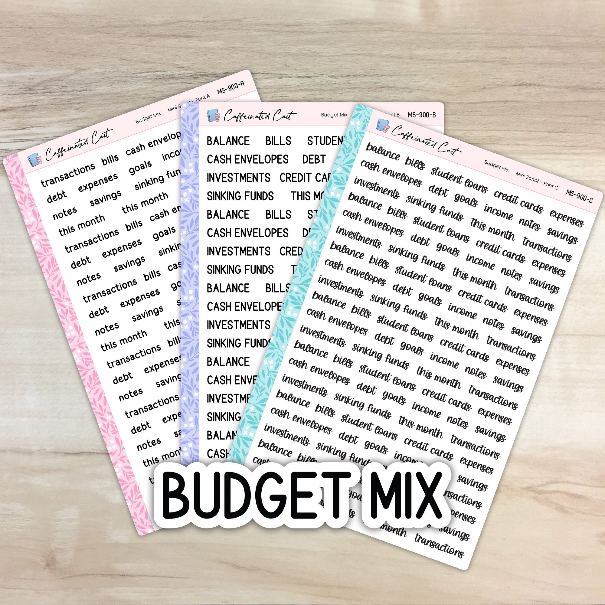 Budget Mix - Mini Script Planner Stickers