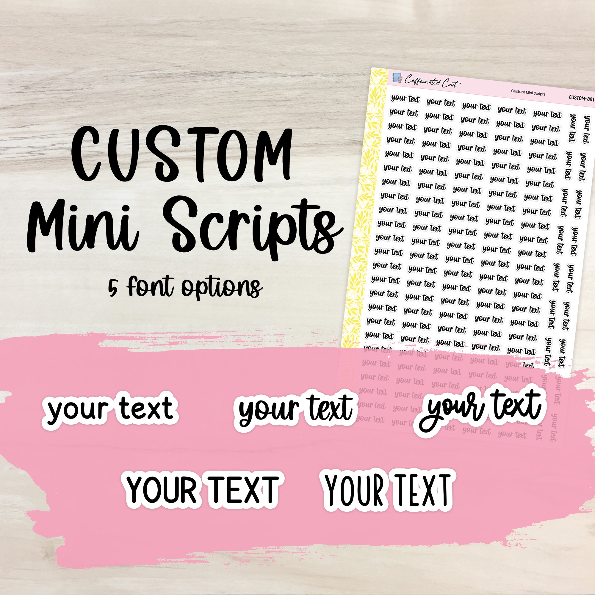 CUSTOM Text - Mini Script Planner Stickers