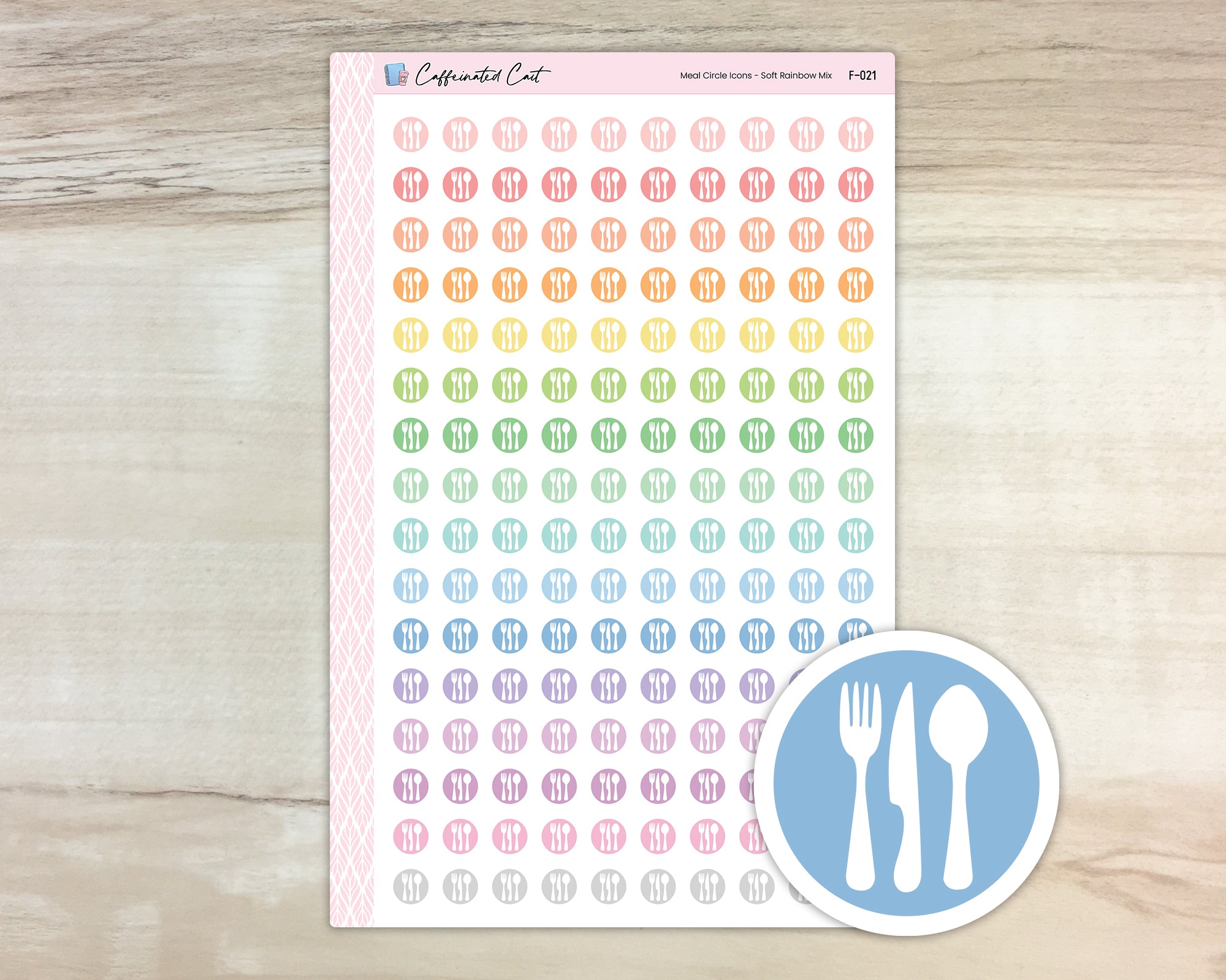 Meal Circle Icons - Soft Rainbow Colorway [ F-021 ]