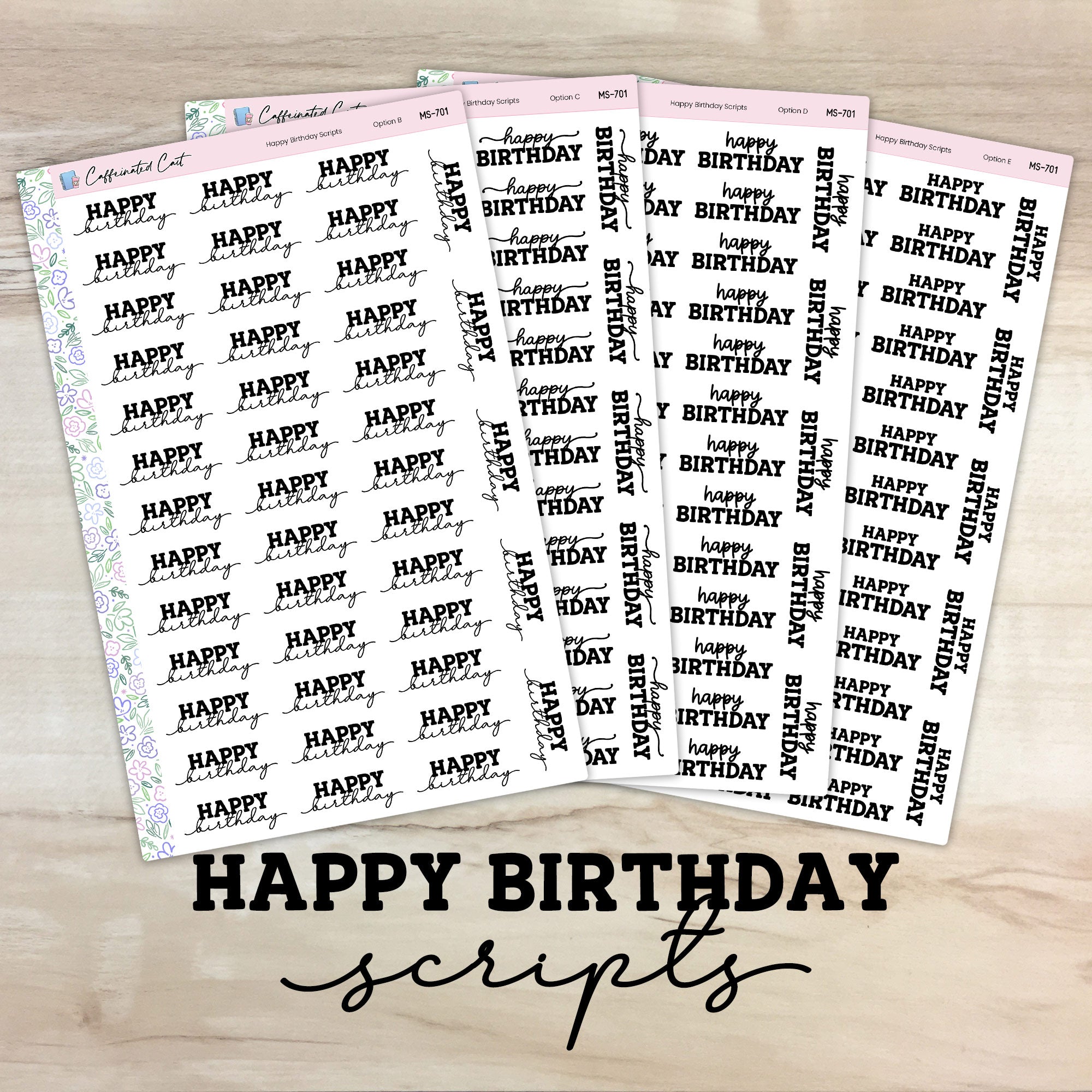 Happy Birthday Script Stickers [ M-701 ]