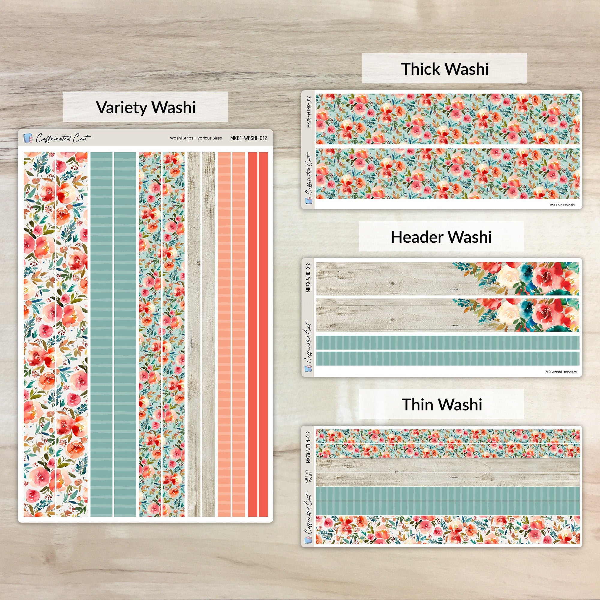 Washi Strips - Coral Blooms [ 012 ]