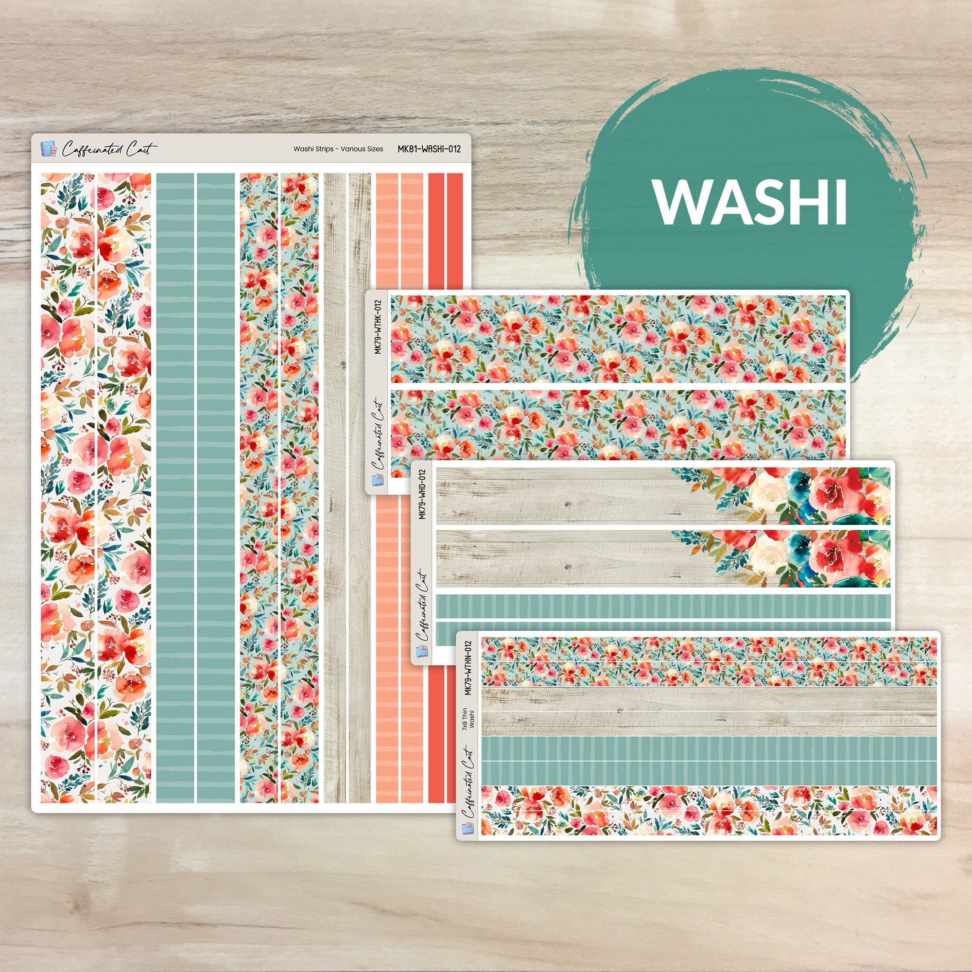 Washi Strips - Coral Blooms [ 012 ]