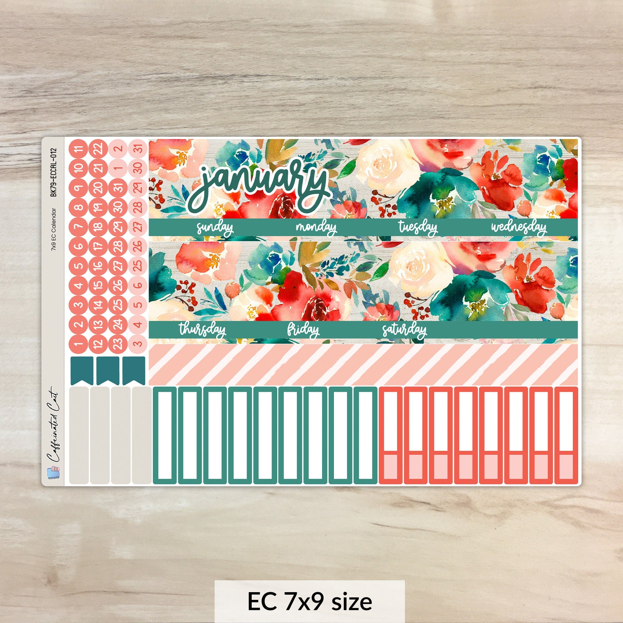 Calendar Kit for ERIN CONDREN Planners - Coral Blooms [ 012 ]