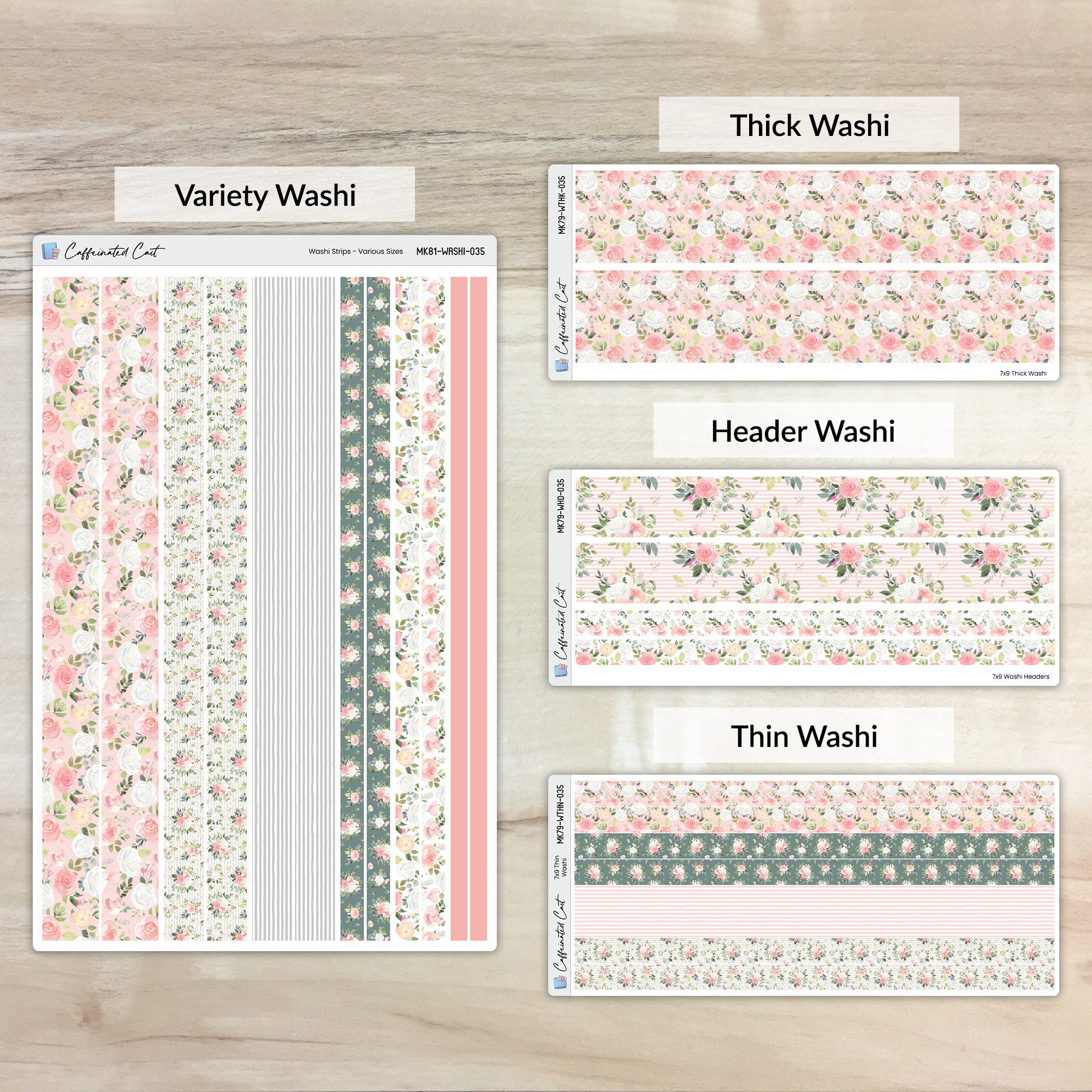 Washi Strips - Pink Roses [ 035 ]