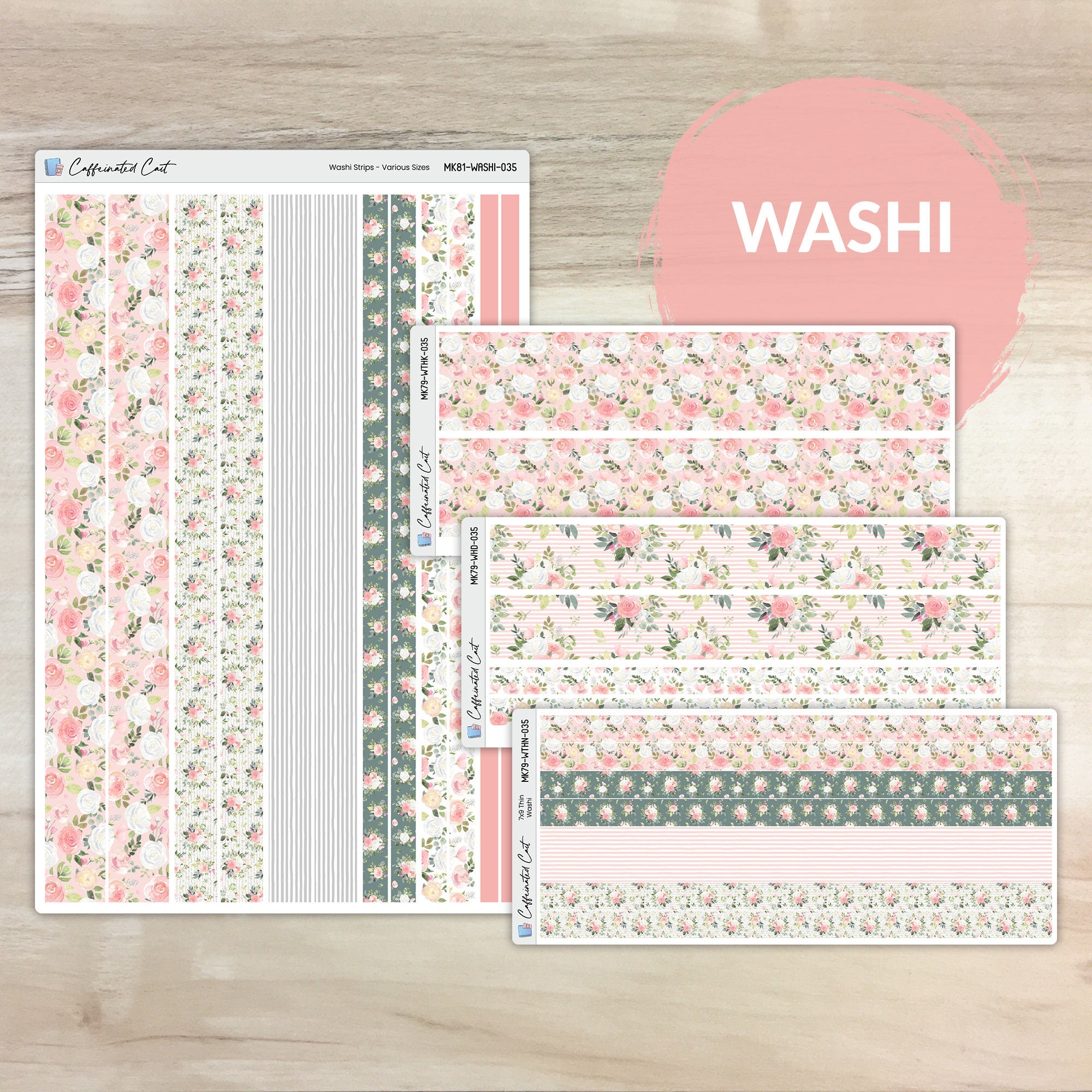 Washi Strips - Pink Roses [ 035 ]