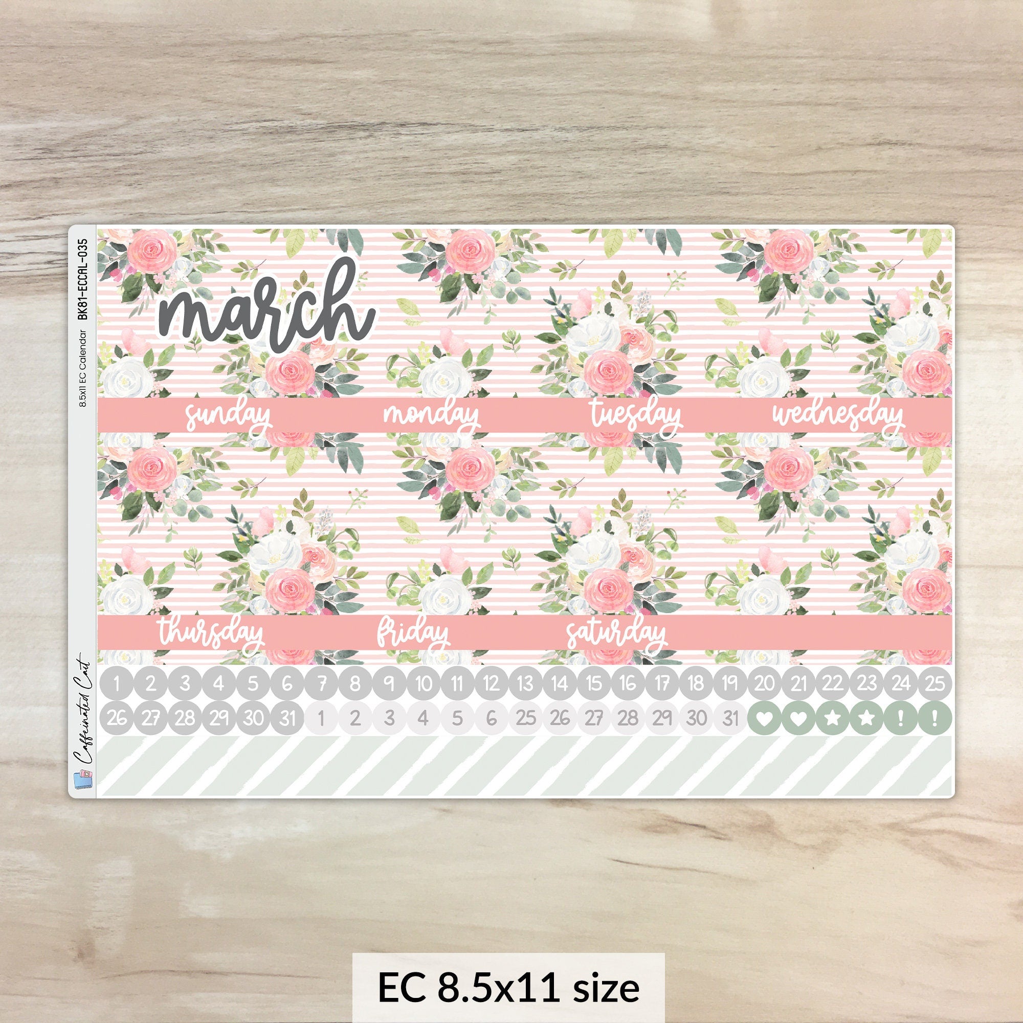 Calendar Kit for ERIN CONDREN Planners - Pink Roses [ 035 ]