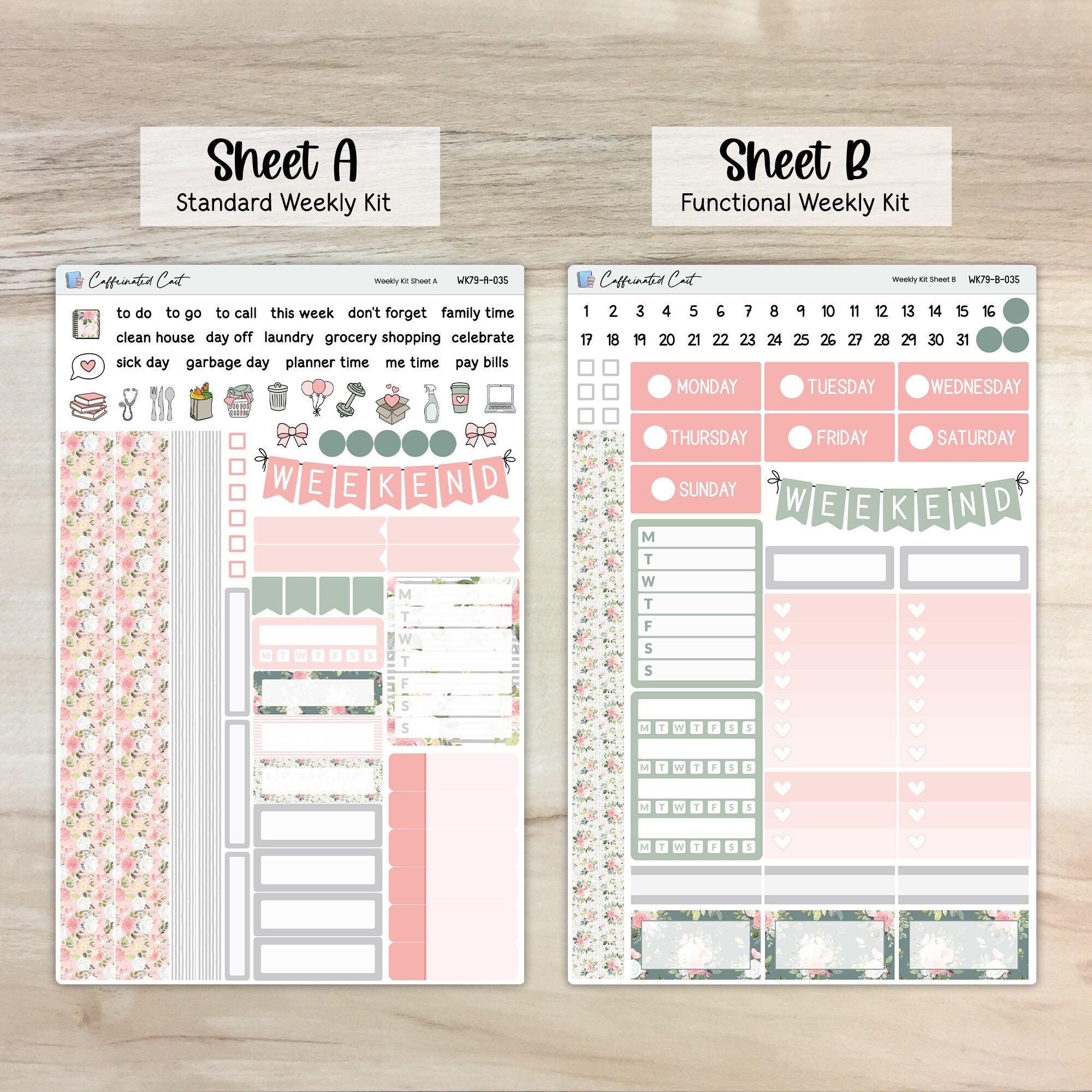 Weekly Kit & Add-ons - Pink Roses [ 035 ]