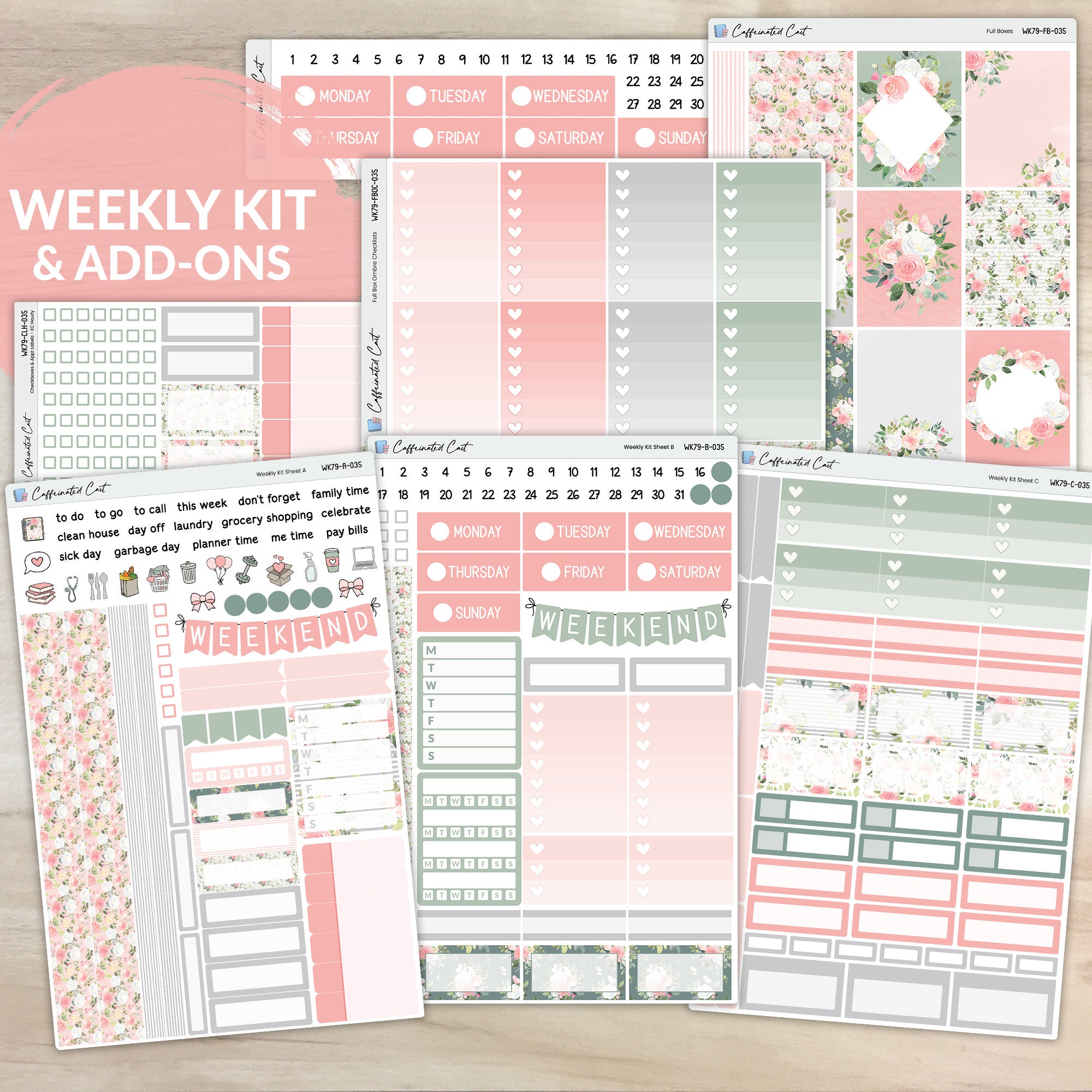 Weekly Kit & Add-ons - Pink Roses [ 035 ]