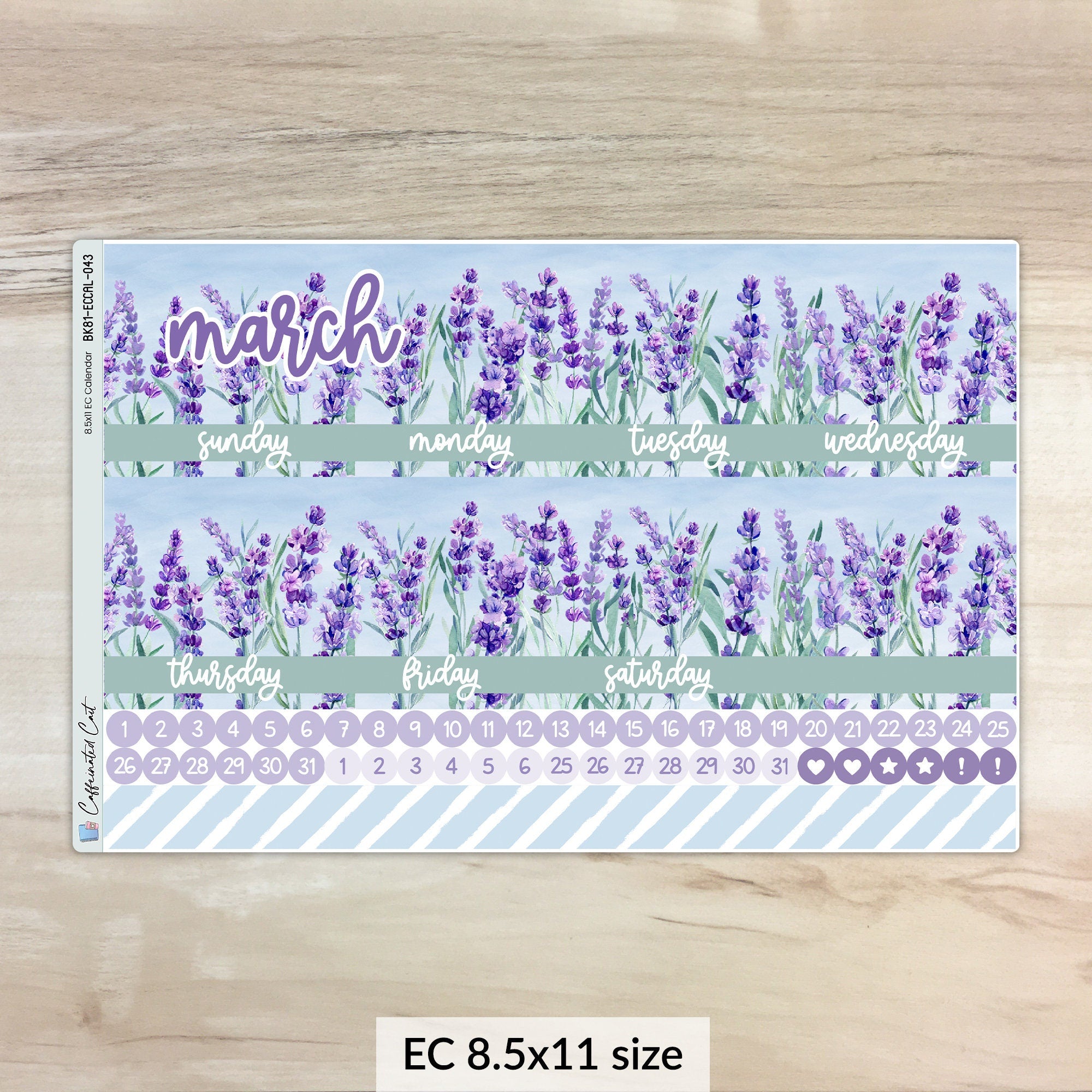 Calendar Kit for ERIN CONDREN Planners - Lavender Fields [ 043 ]