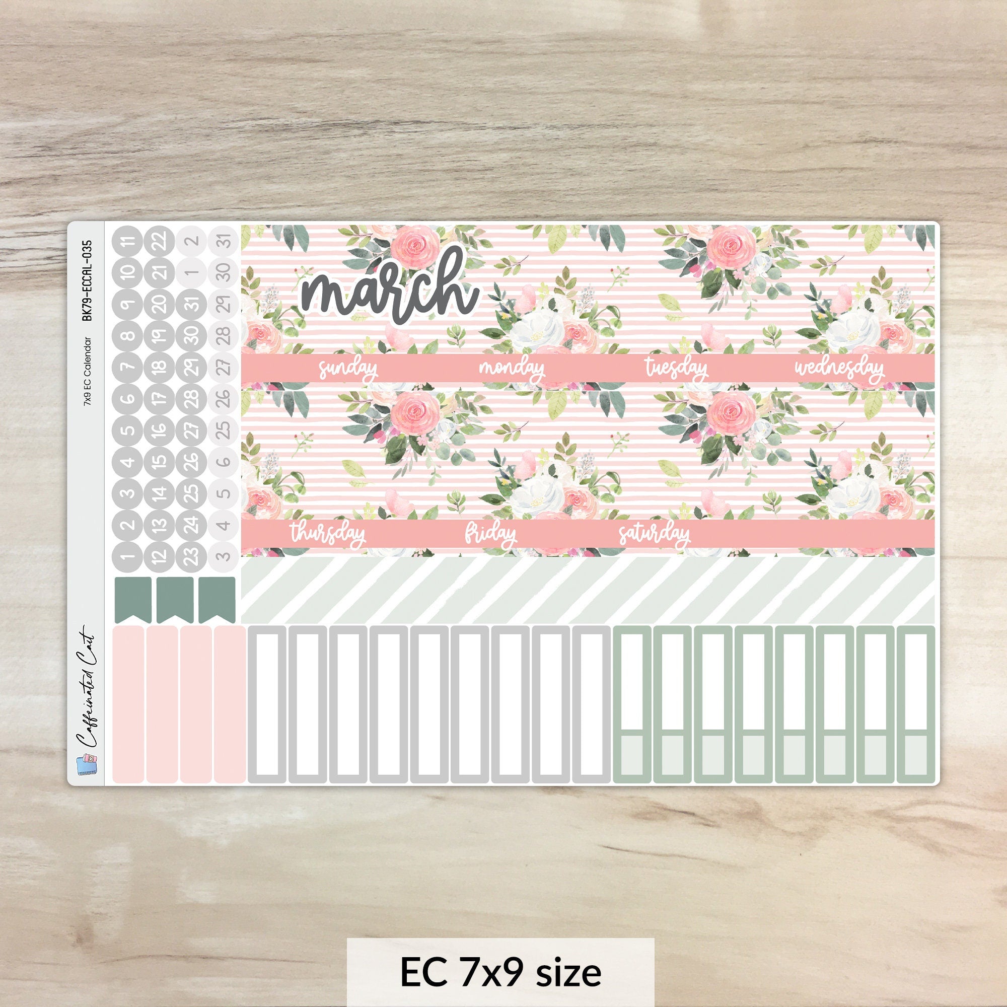 Calendar Kit for ERIN CONDREN Planners - Pink Roses [ 035 ]