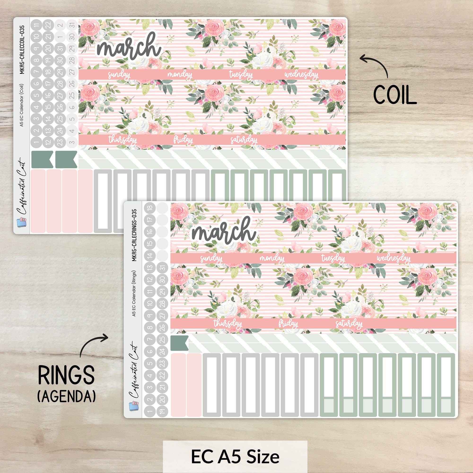 Calendar Kit for ERIN CONDREN Planners - Pink Roses [ 035 ]