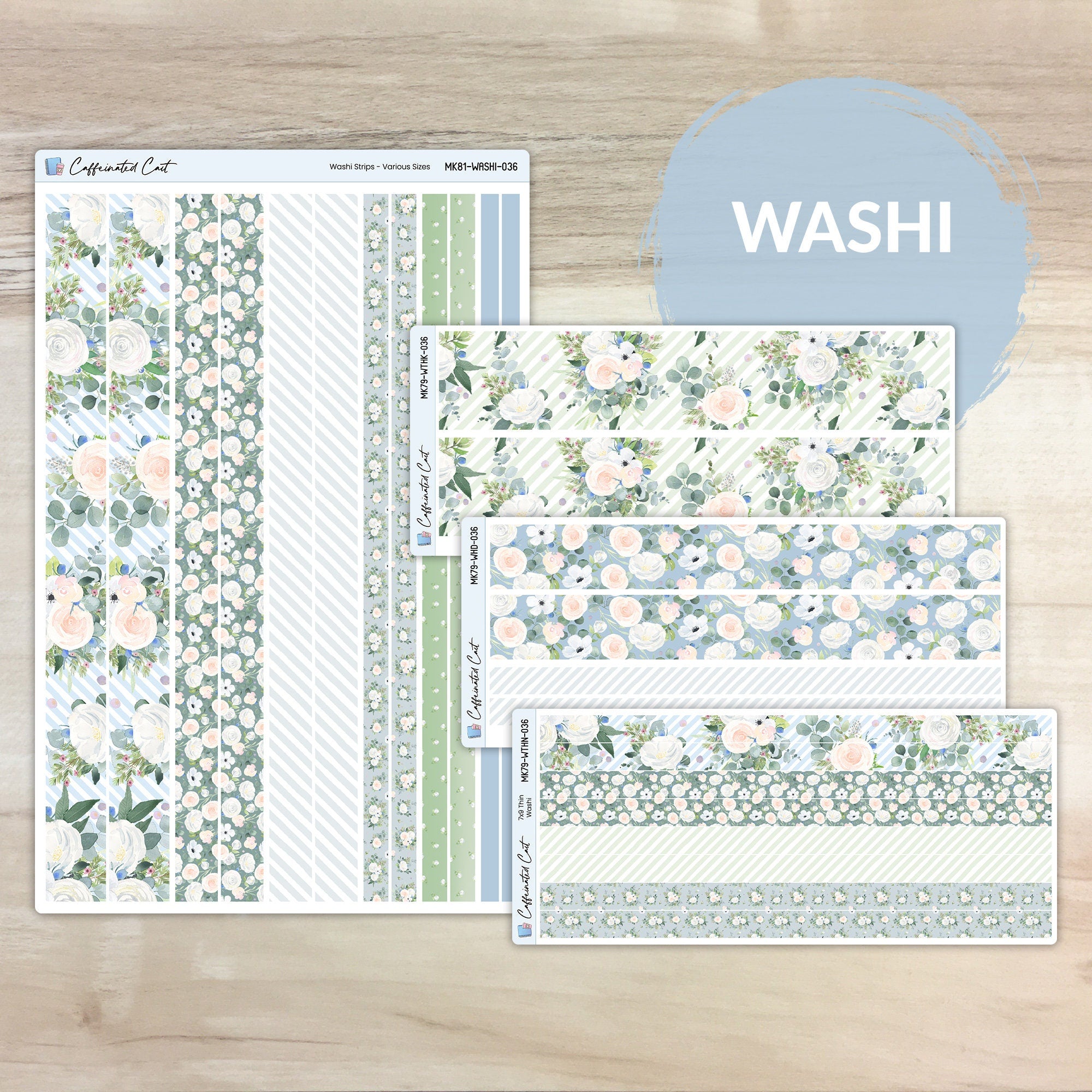 Washi Strips - Blue Roses [ 036 ]