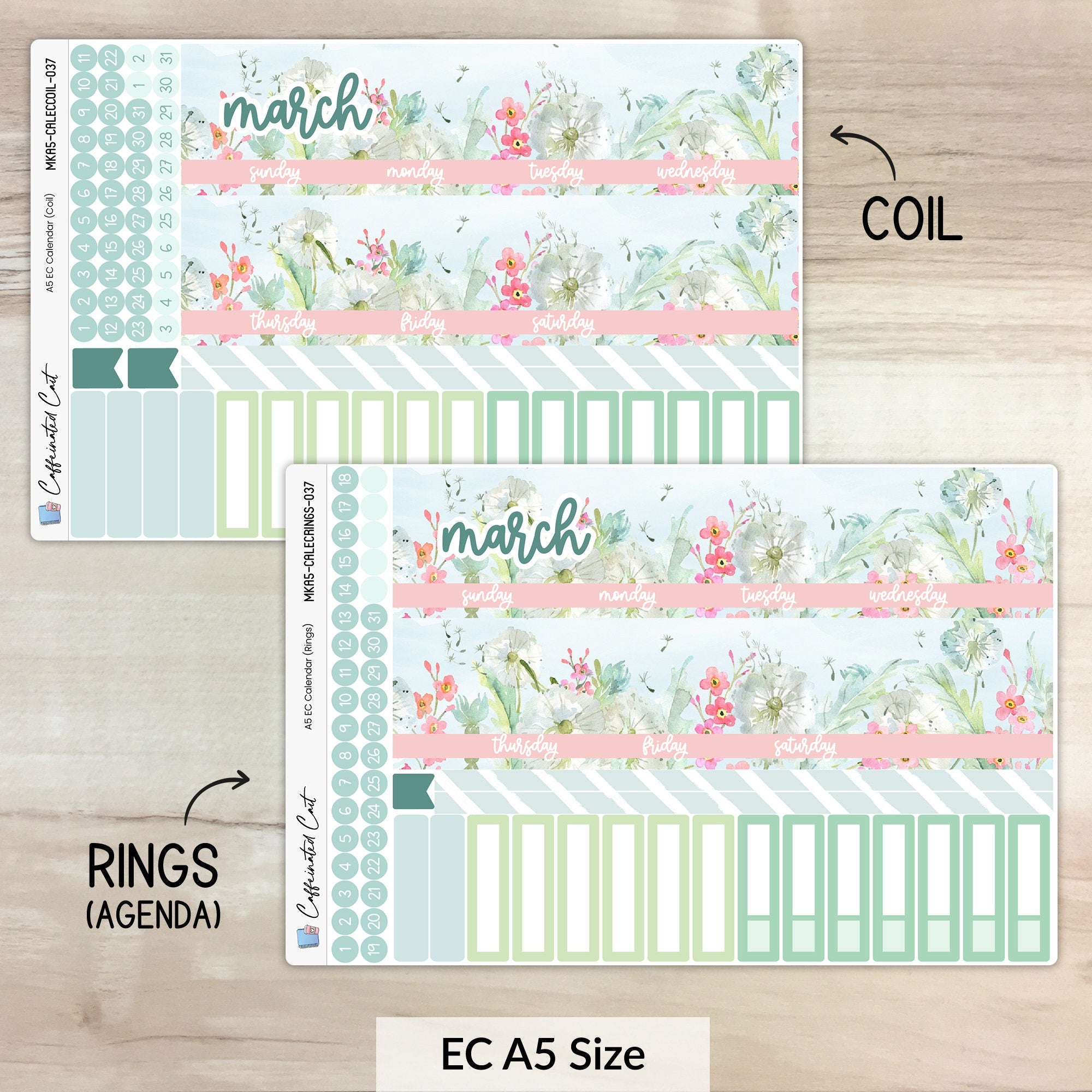 Calendar Kit for ERIN CONDREN Planners - Dandelions [ 037 ]