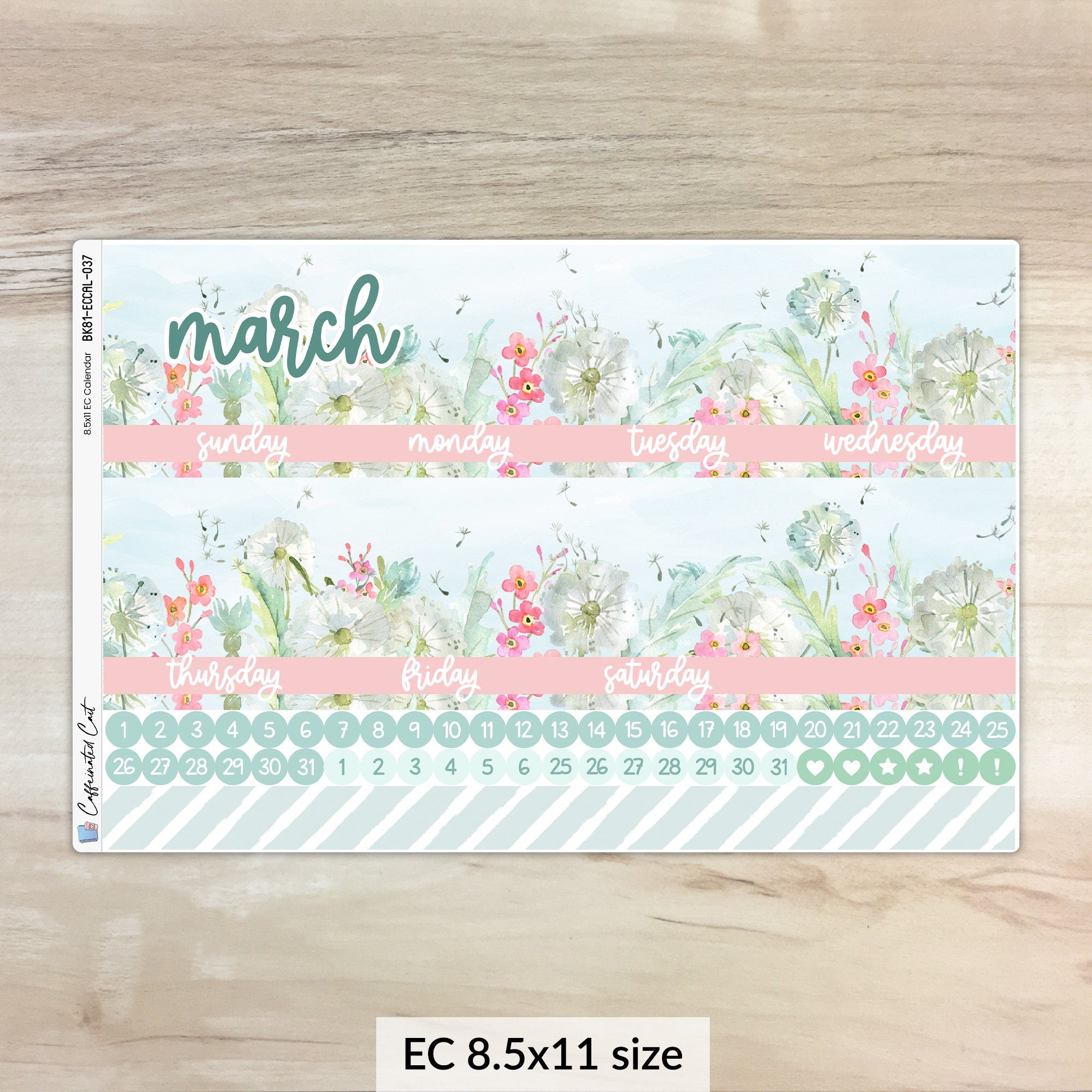 Calendar Kit for ERIN CONDREN Planners - Dandelions [ 037 ]