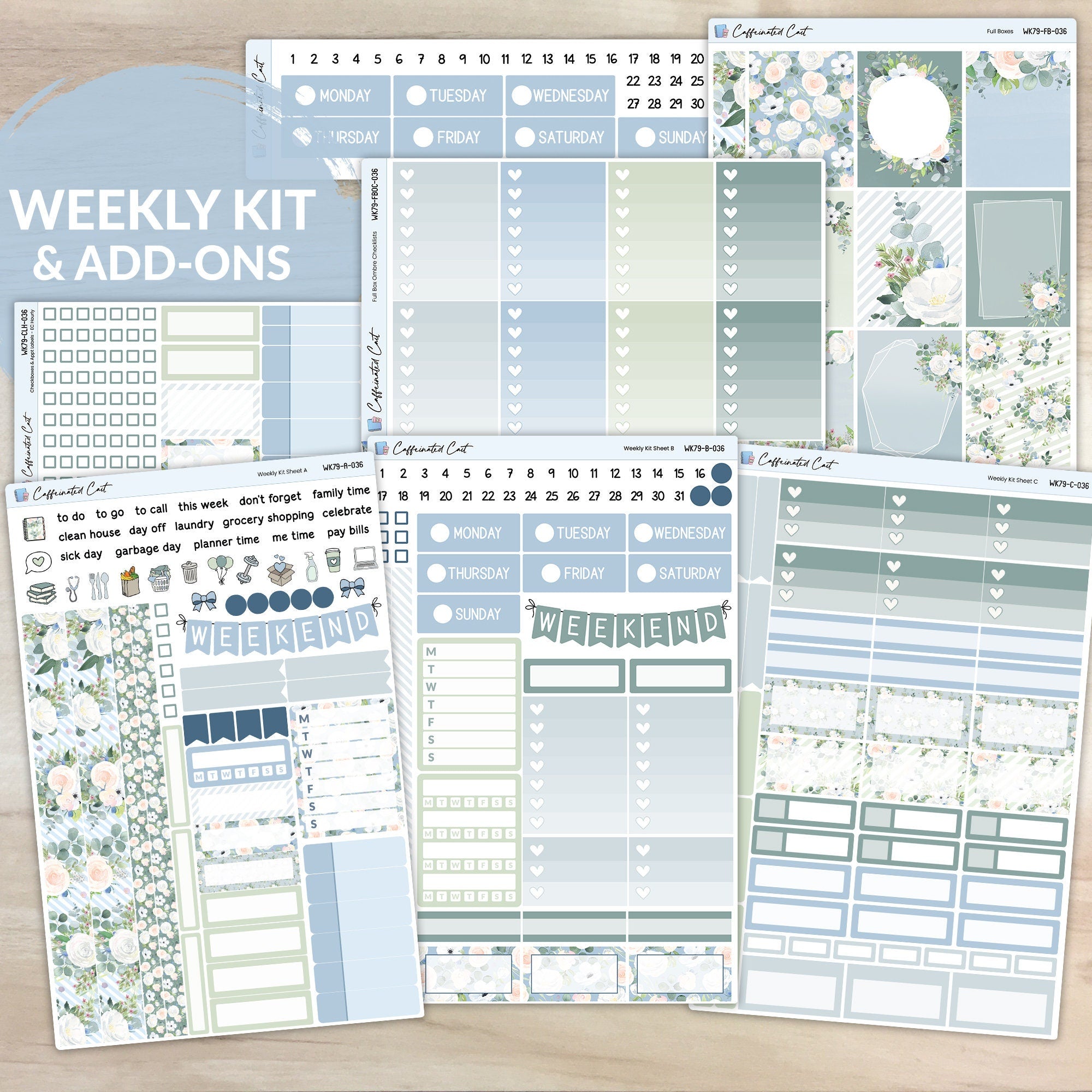 Weekly Kit & Add-ons - Blue Roses [ 036 ]