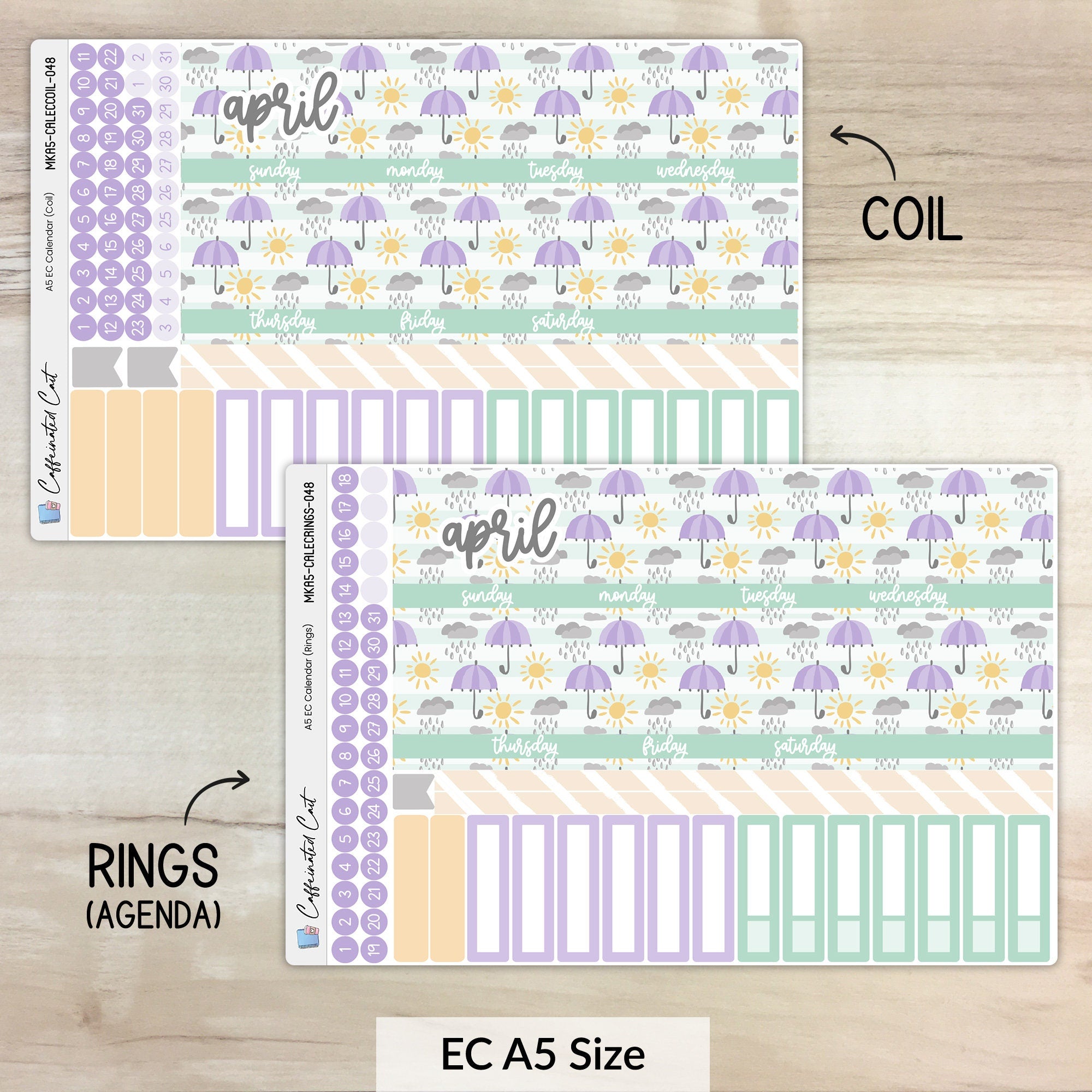 Calendar Kit for ERIN CONDREN Planners - April Showers [ 048 ]