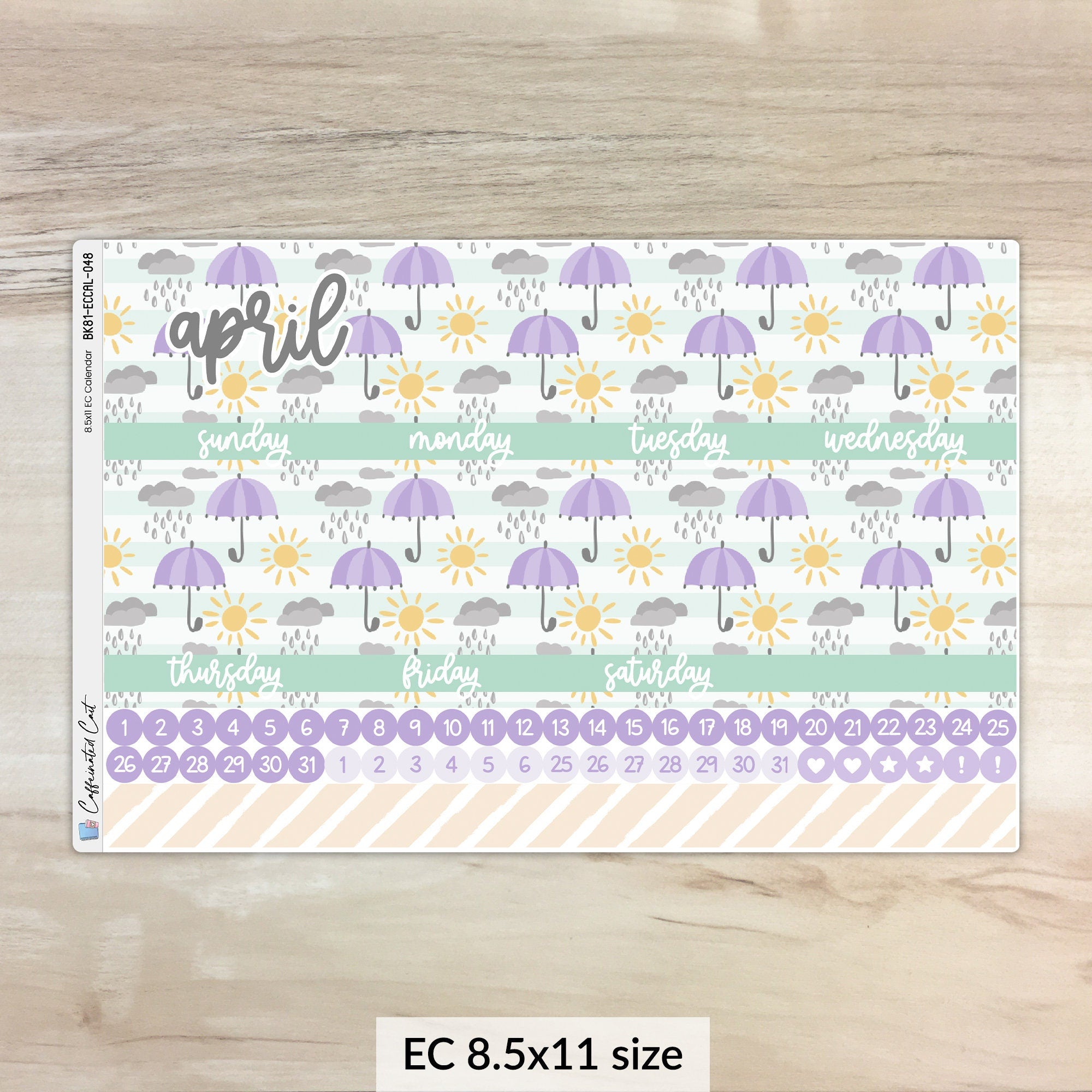 Calendar Kit for ERIN CONDREN Planners - April Showers [ 048 ]