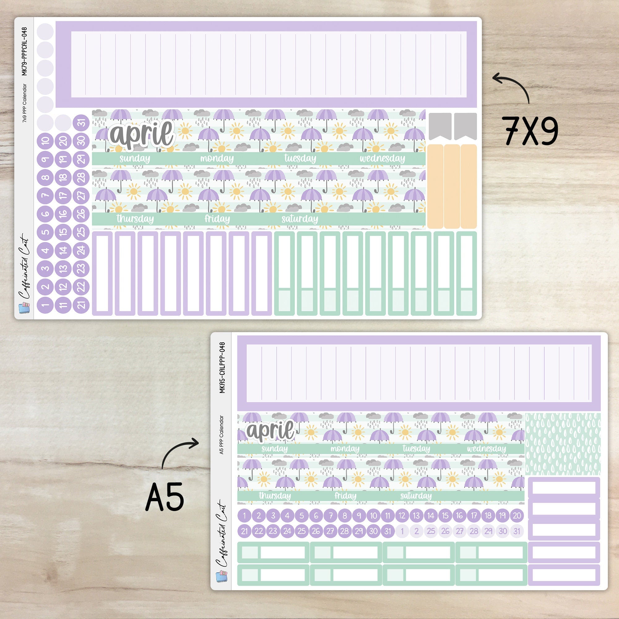 Calendar Kit for PLUM PAPER Planners - April Showers [ 048 ]