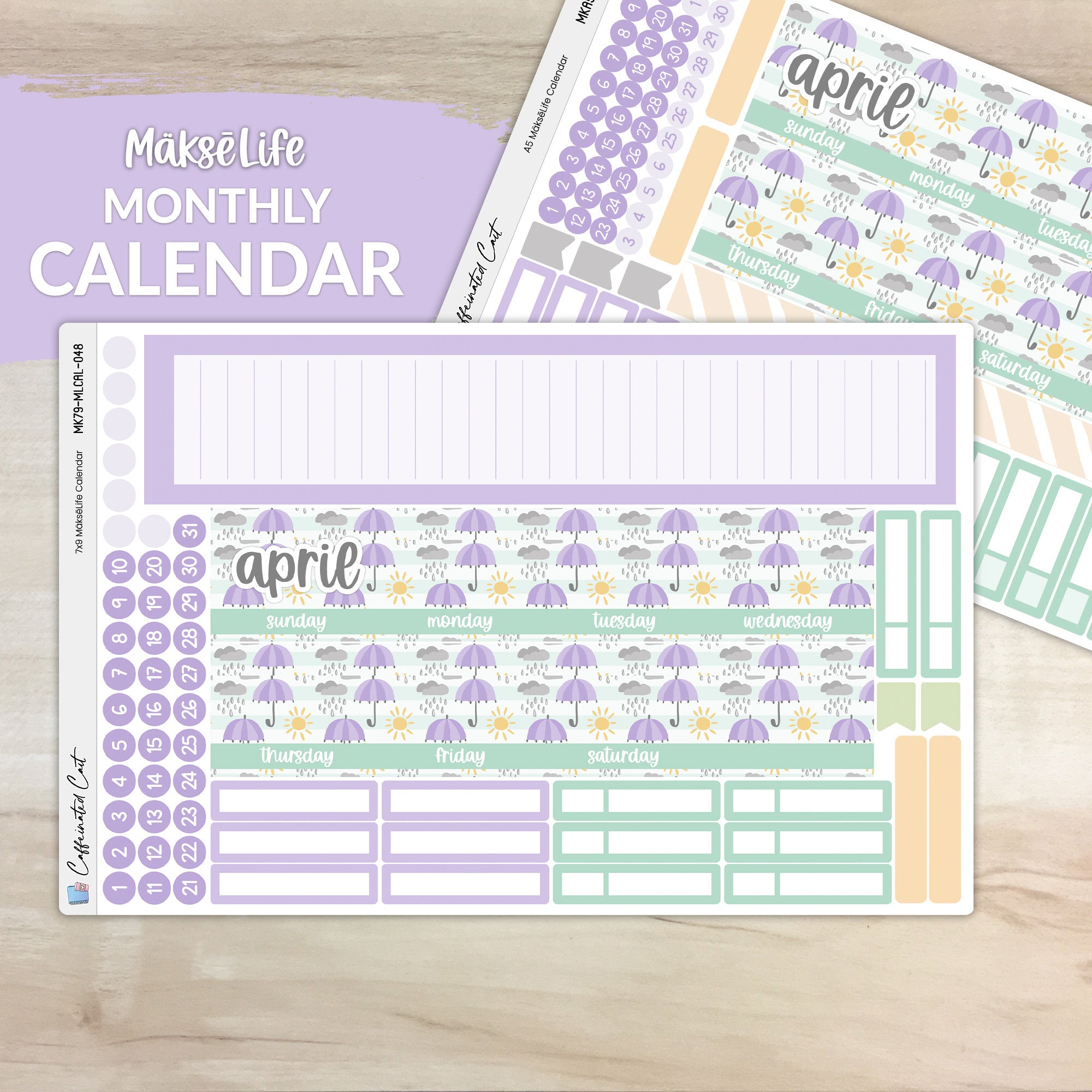 Calendar Kit for MAKSELIFE Planners - April Showers [ 048 ]