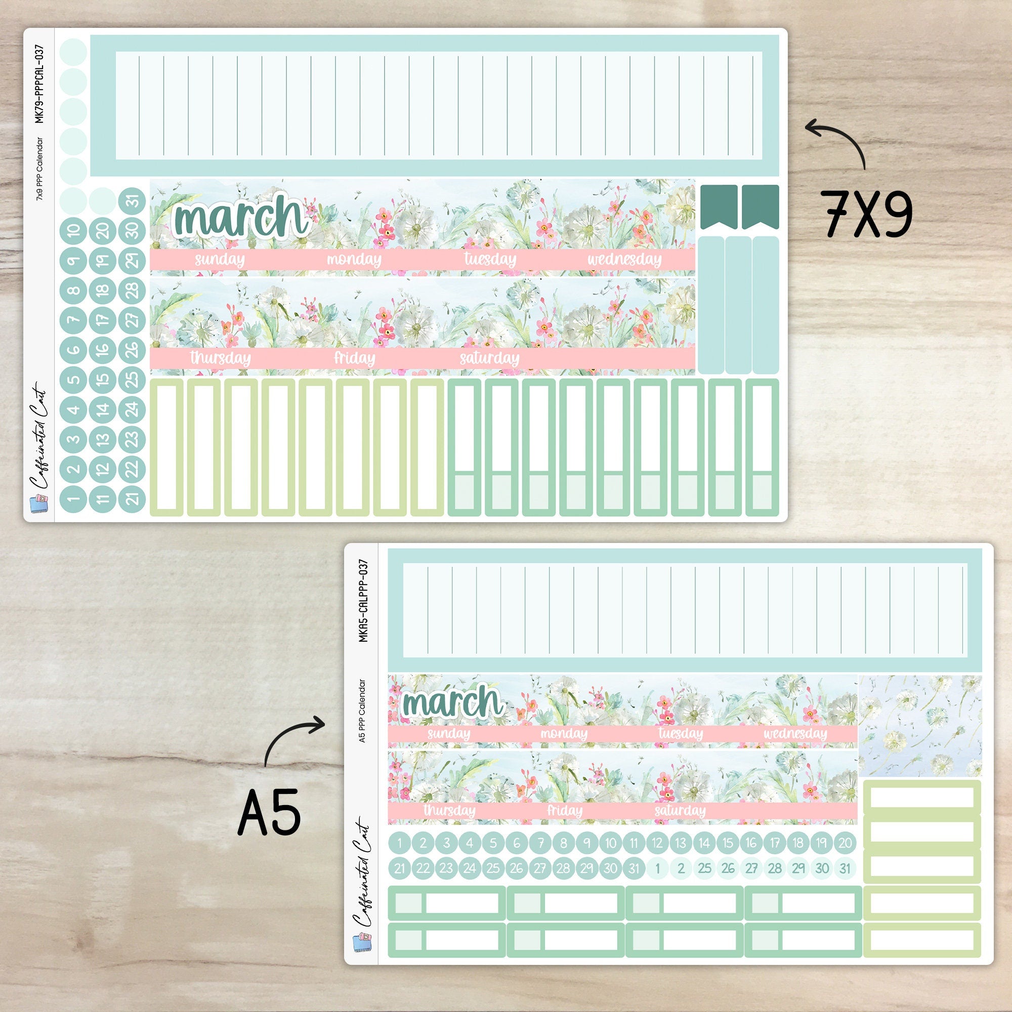 Calendar Kit for PLUM PAPER Planners - Dandelions [ 037 ]