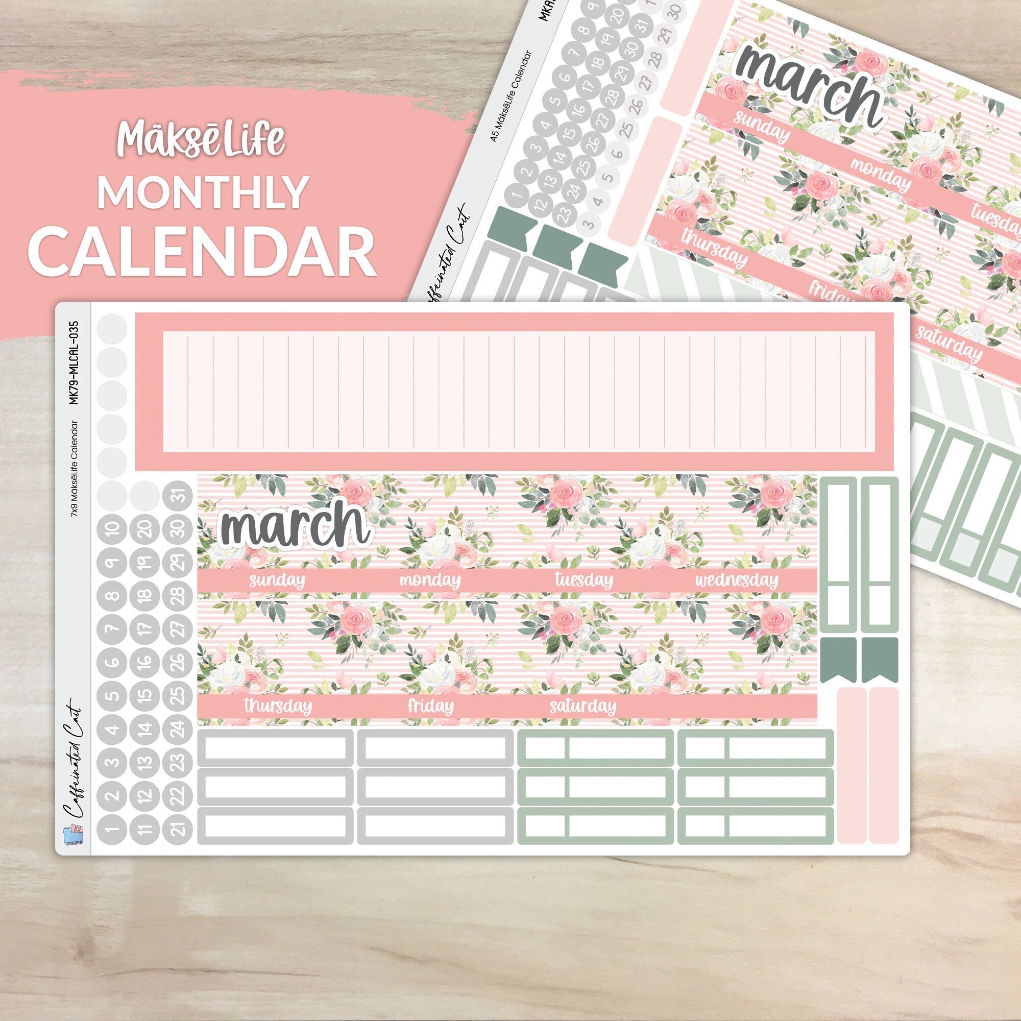 Calendar Kit for MAKSELIFE Planners - Pink Roses [ 035 ]