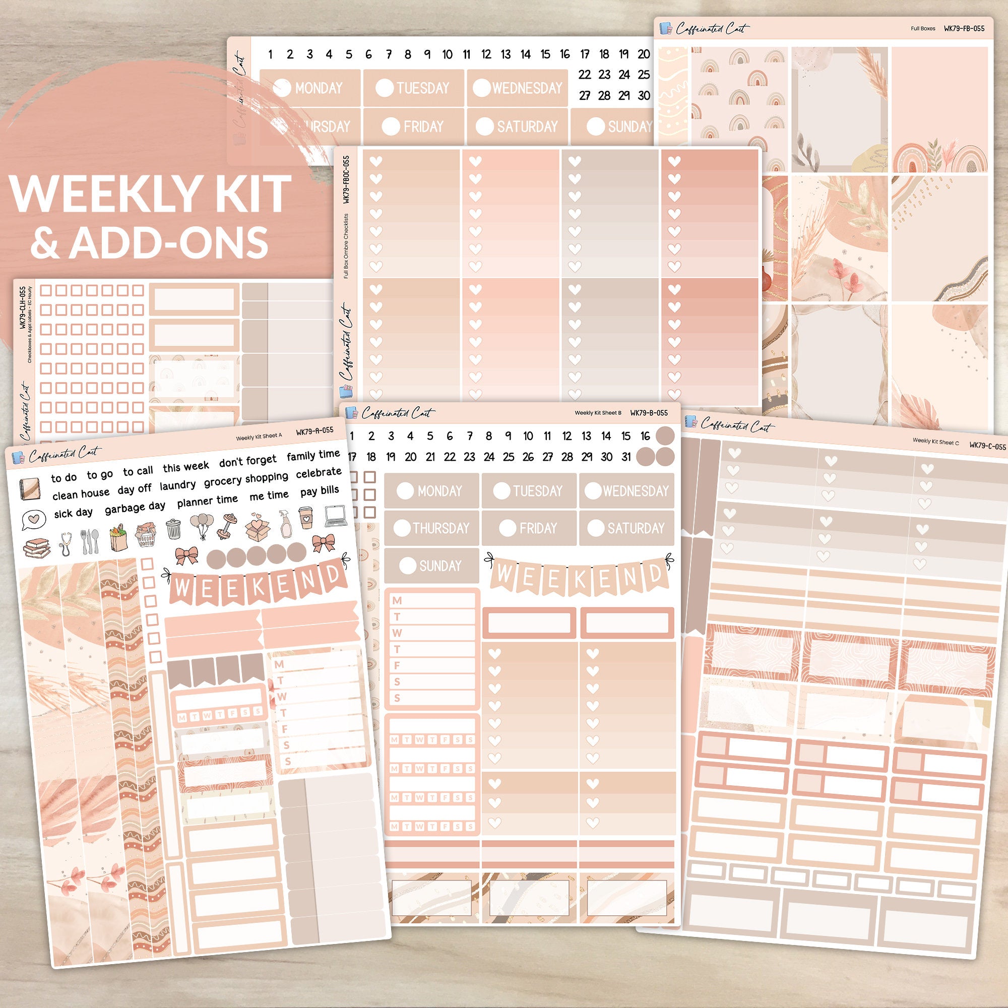 Weekly Kit & Add-ons - Neutral Boho [ 055 ]