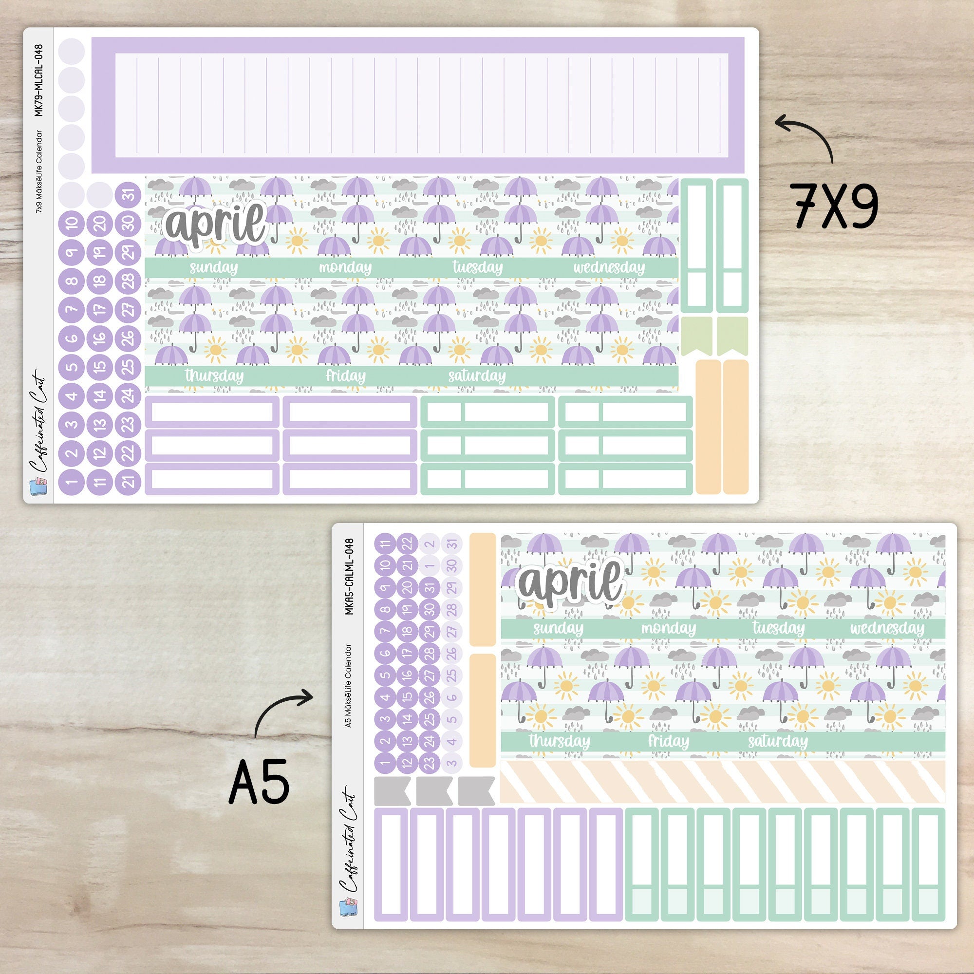 Calendar Kit for MAKSELIFE Planners - April Showers [ 048 ]