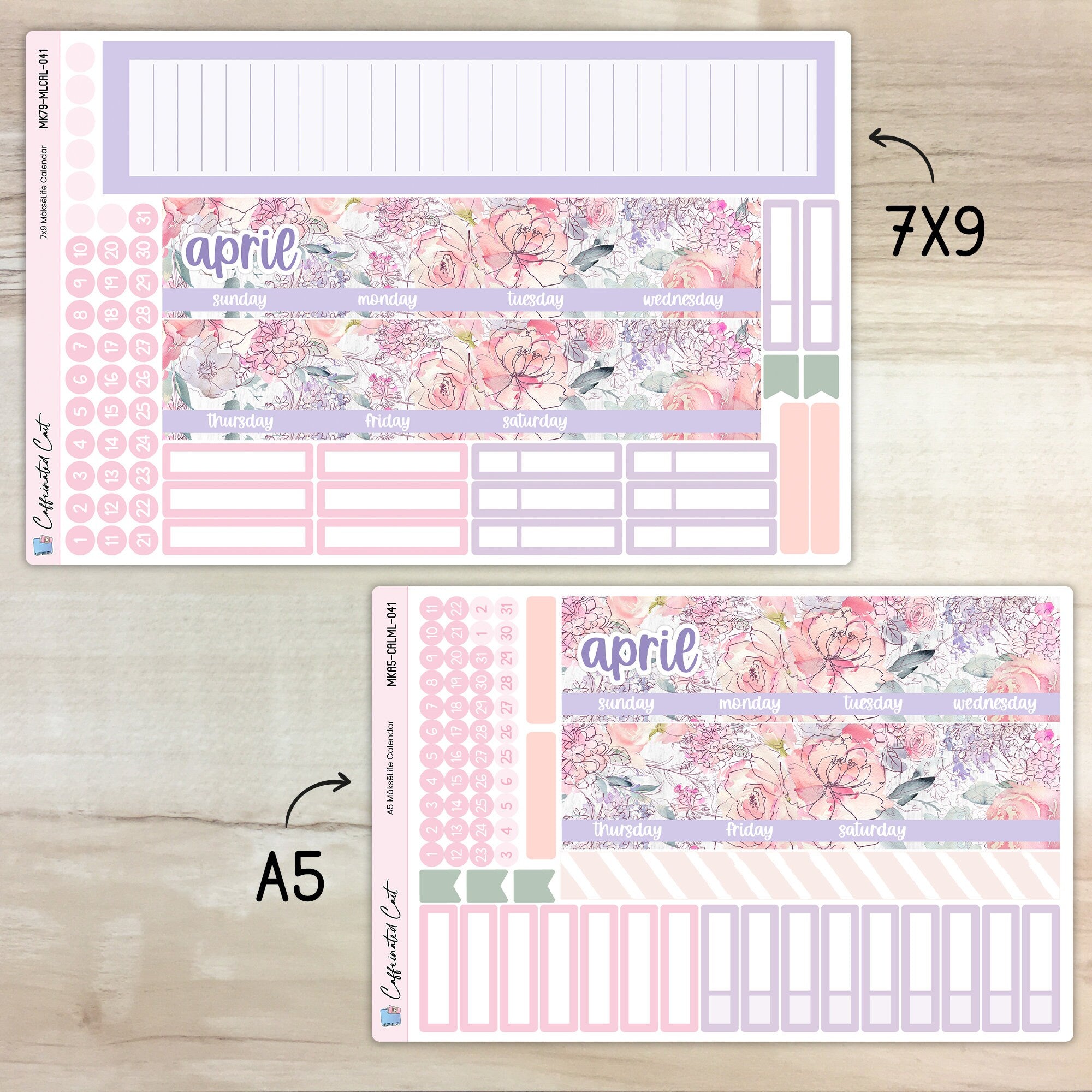 Calendar Kit for MAKSELIFE Planners - Delicate Floral [ 041 ]