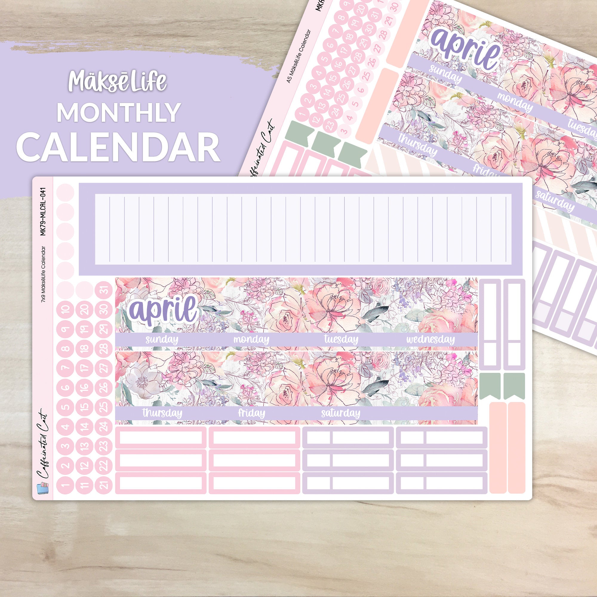 Calendar Kit for MAKSELIFE Planners - Delicate Floral [ 041 ]