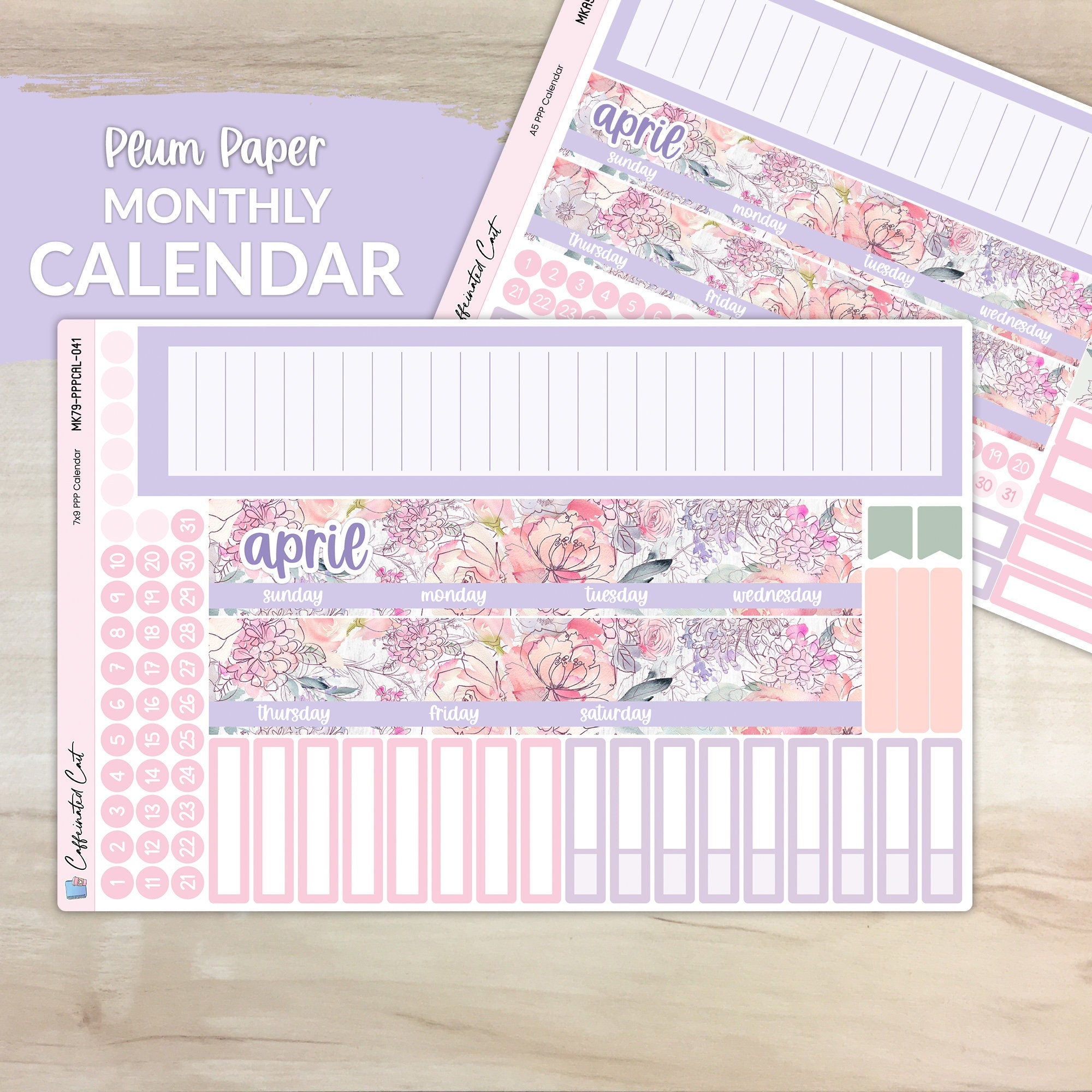 Calendar Kit for PLUM PAPER Planners - Delicate Floral [ 041 ]