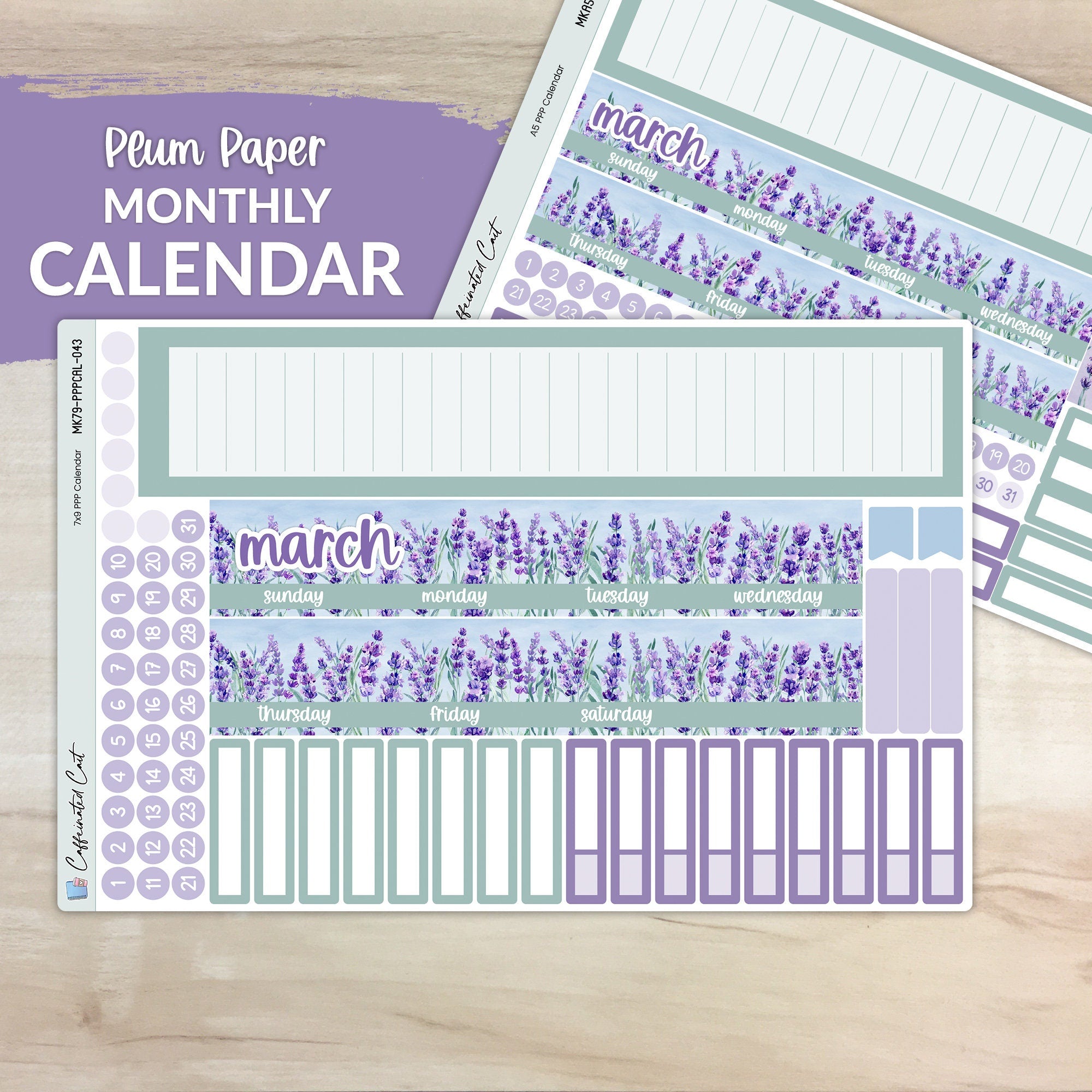 Calendar Kit for PLUM PAPER Planners - Lavender Fields [ 043 ]