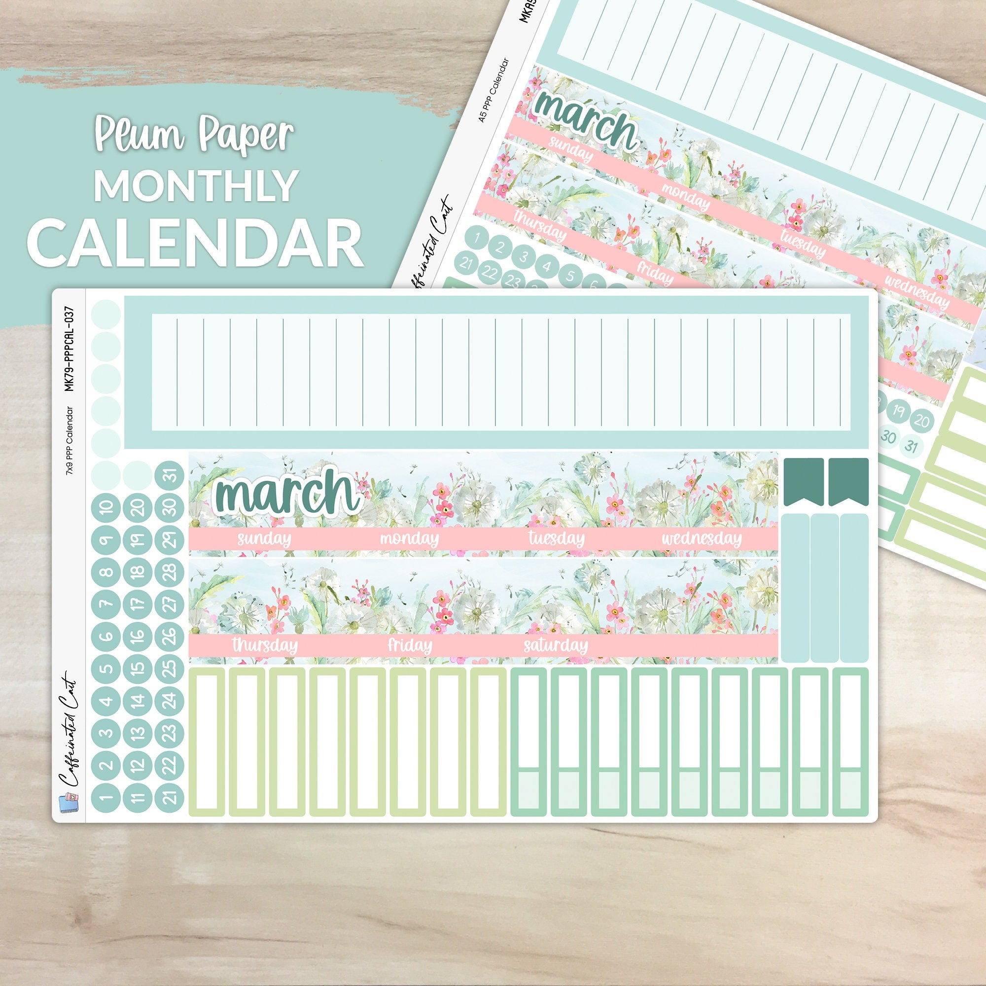 Calendar Kit for PLUM PAPER Planners - Dandelions [ 037 ]