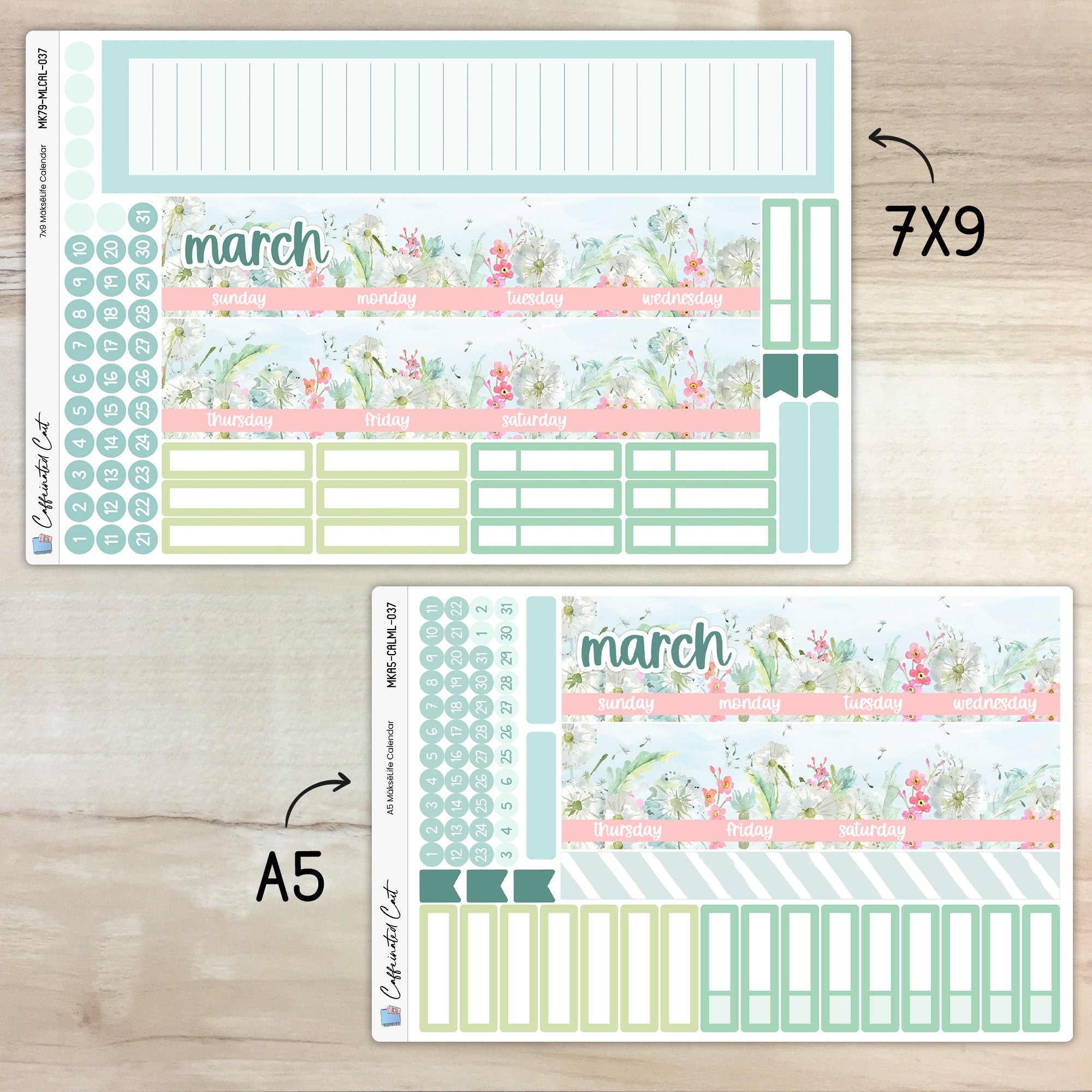 Calendar Kit for MAKSELIFE Planners - Dandelions [ 037 ]