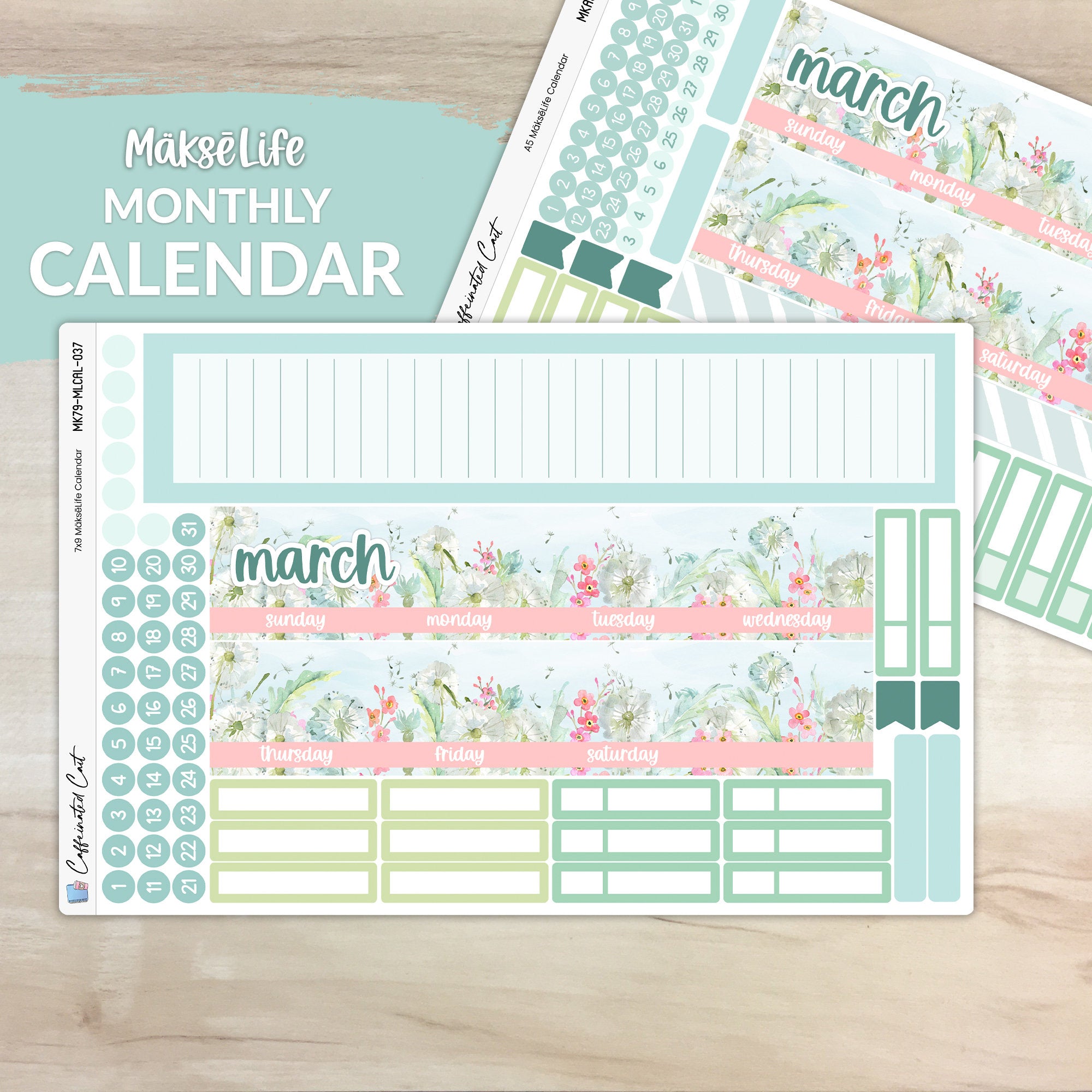 Calendar Kit for MAKSELIFE Planners - Dandelions [ 037 ]