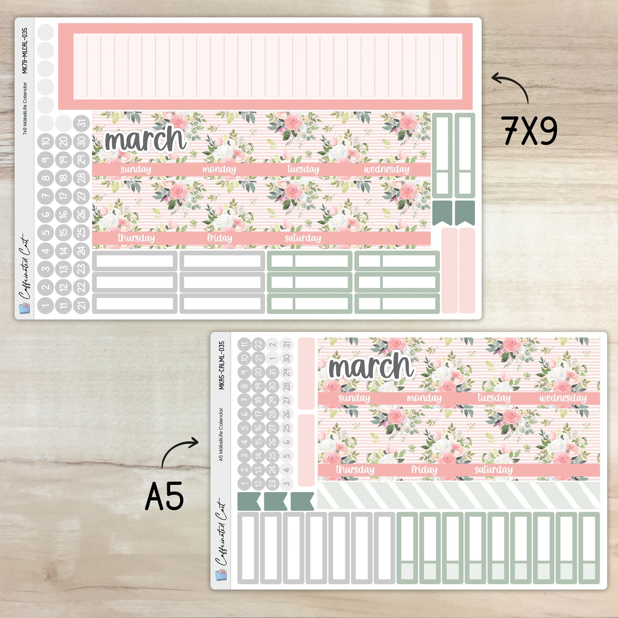 Calendar Kit for MAKSELIFE Planners - Pink Roses [ 035 ]